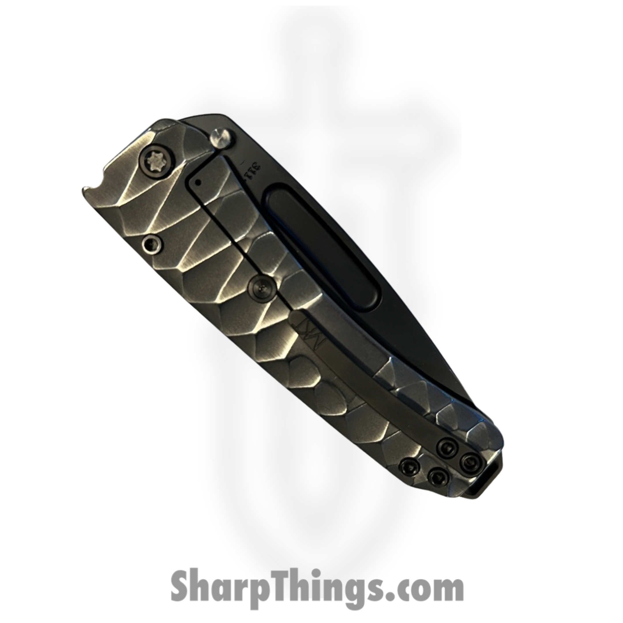 Medford Knife and Tool - 030724D - Midi Marauder - Folding Knife - S45VN DLC Drop Point - "DiamondHead" Titanium - Silver - Image 4