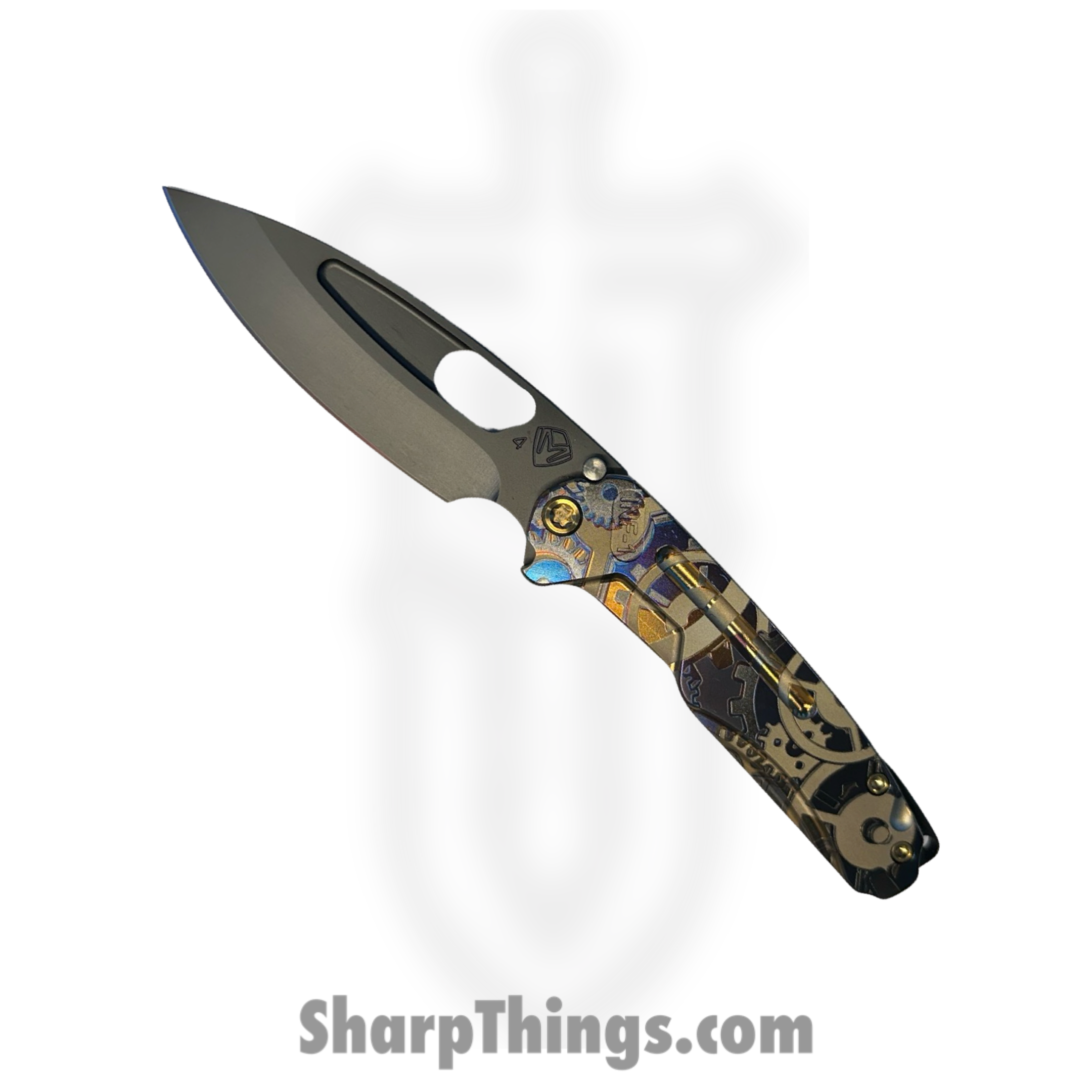 Medford Knife and Tool - 030724G - Infraction - Folding Knife - S45VN DLC Drop Point - Aluminum "Steampunk" - DLC