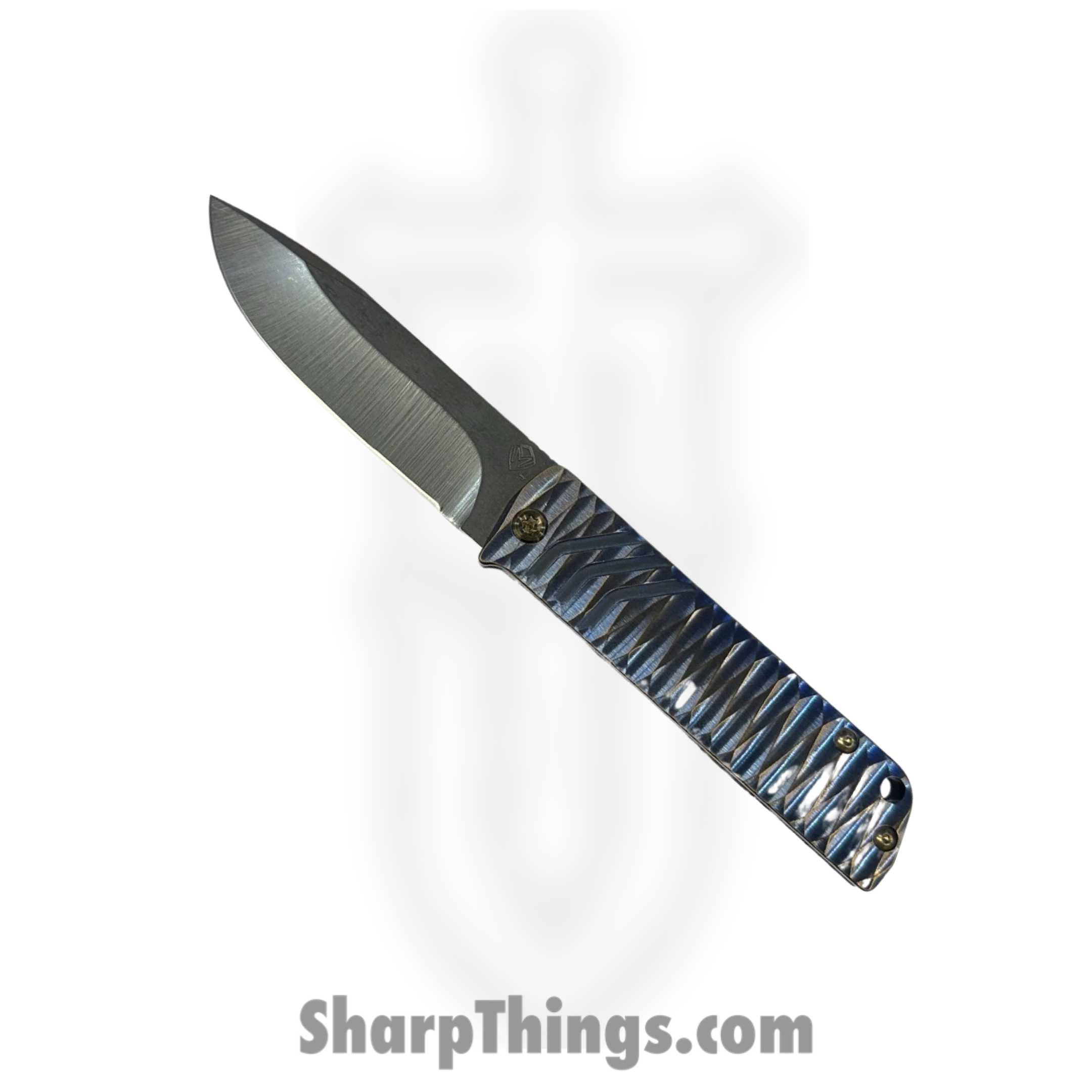 Medford Knife and Tool - 030724I - The Antik - Folding Knife - S45VN Tumbled Drop Point - Titanium "DiamondHead" - Blue Bronze