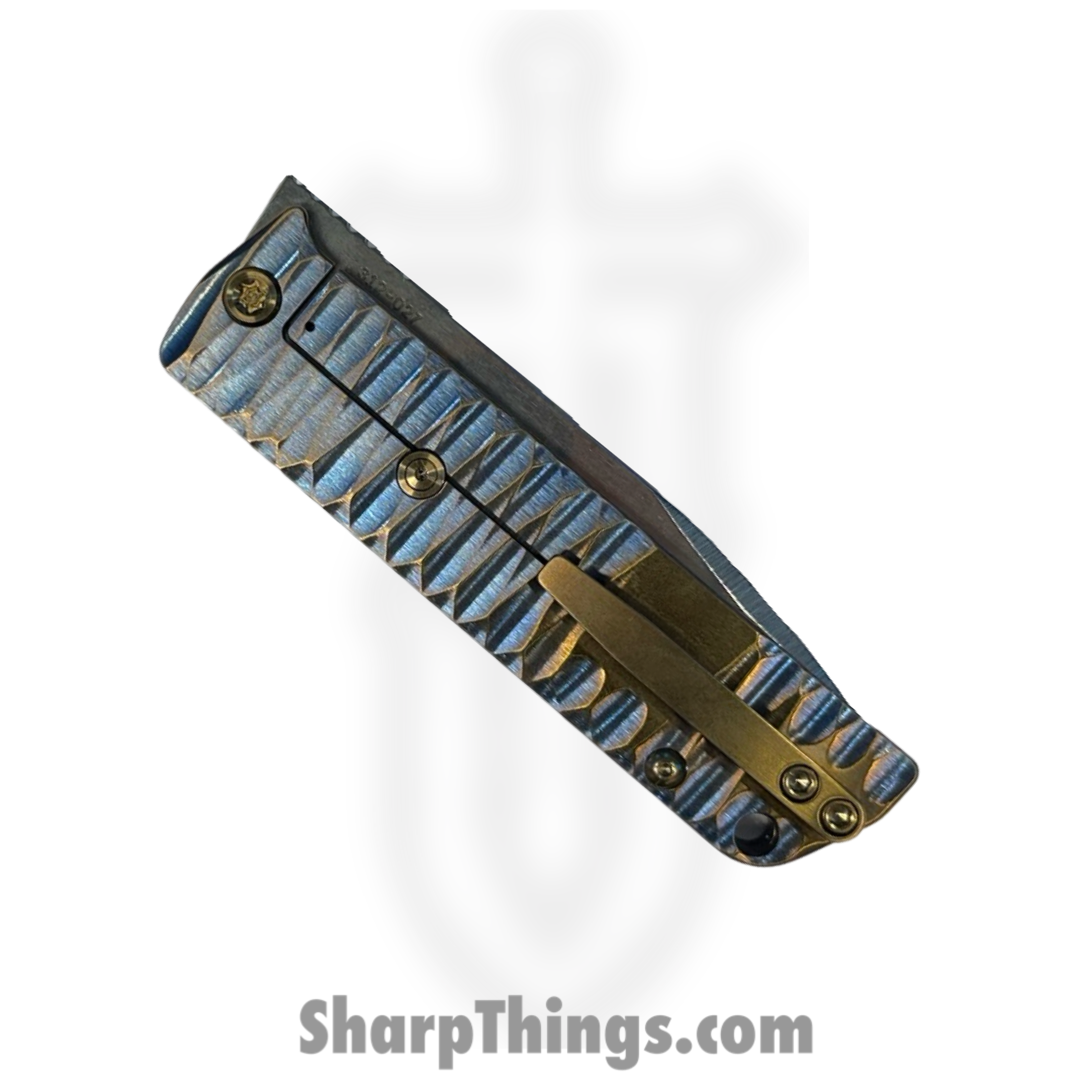 Medford Knife and Tool - 030724I - The Antik - Folding Knife - S45VN Tumbled Drop Point - Titanium "DiamondHead" - Blue Bronze - Image 4