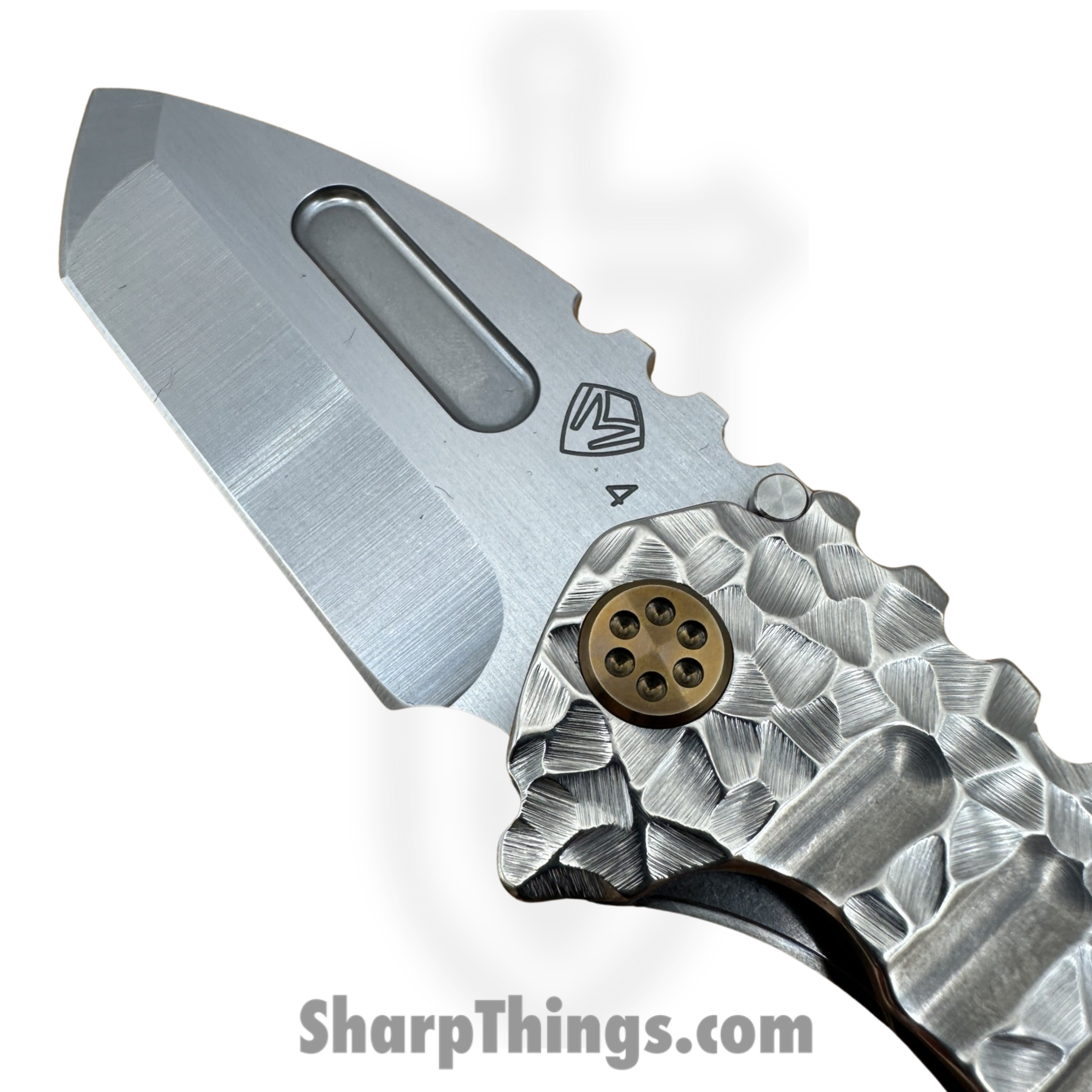 Medford Knife and Tool - 030824F - Genesis "T" - Folding Knife - S45VN Tumbled Tanto - Titanium "Peaks and Valleys" - Silver - Image 3