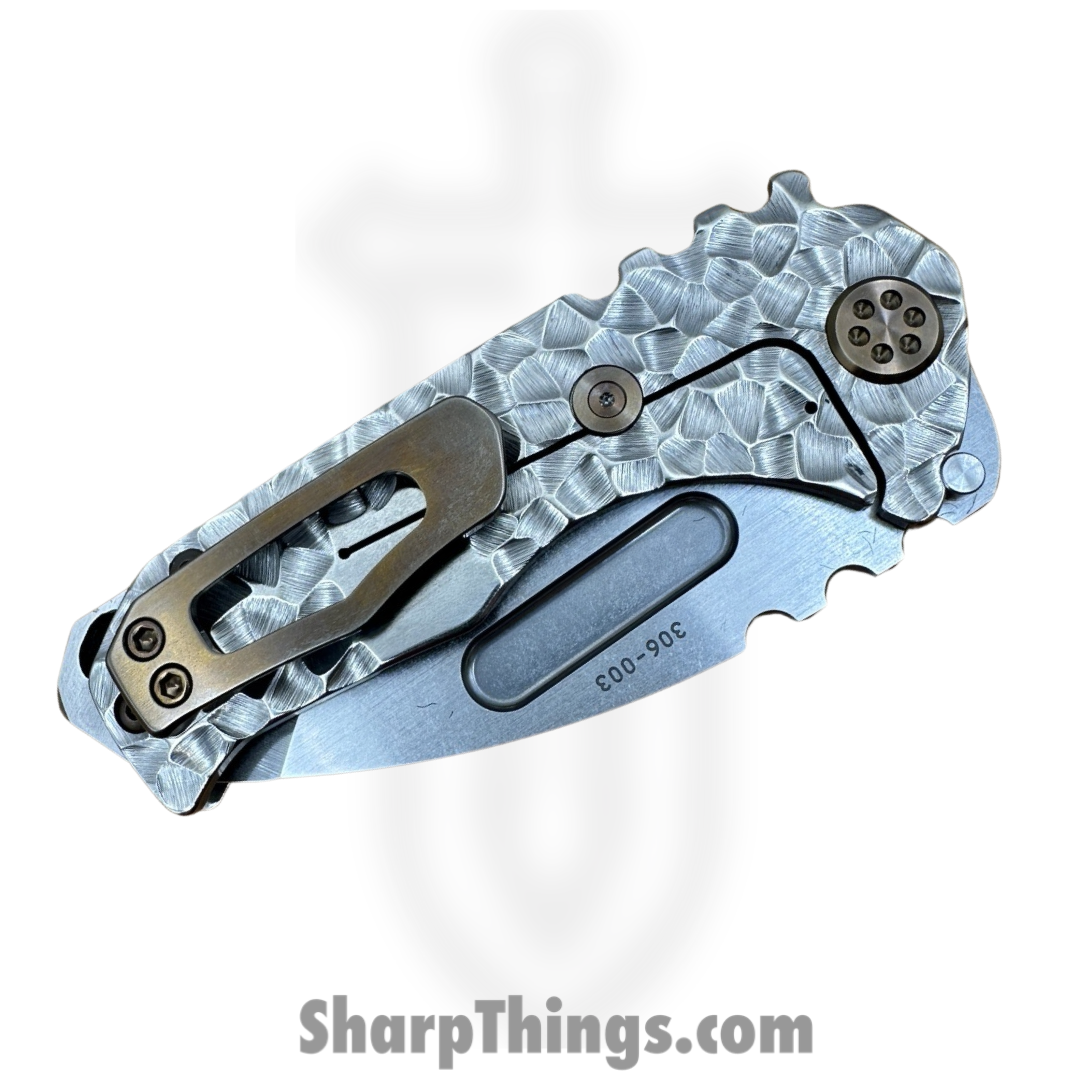 Medford Knife and Tool - 030824F - Genesis "T" - Folding Knife - S45VN Tumbled Tanto - Titanium "Peaks and Valleys" - Silver - Image 4