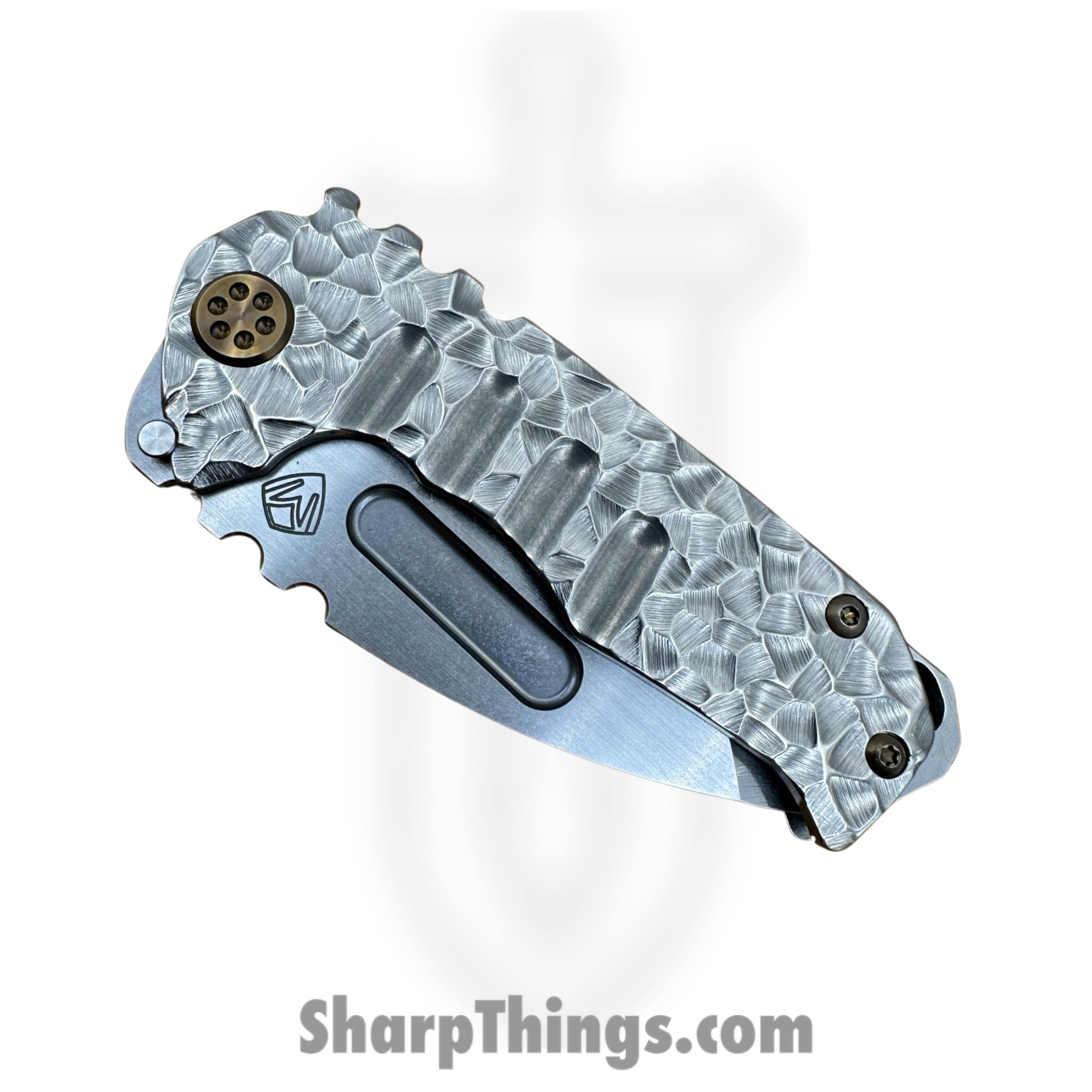 Medford Knife and Tool - 030824F - Genesis "T" - Folding Knife - S45VN Tumbled Tanto - Titanium "Peaks and Valleys" - Silver - Image 5