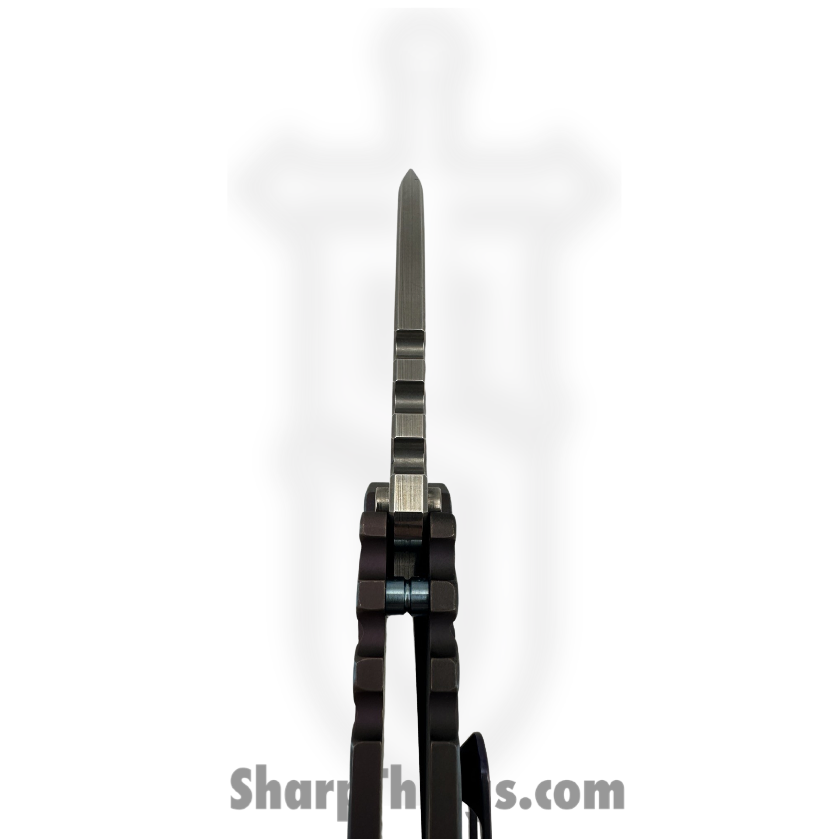 Medford Knife and Tool - 030824G - Prae Ti - Folding Knife - S45VN Tumbled Drop Point - Titanium "Moon Craters" - Violet Blue - Image 3