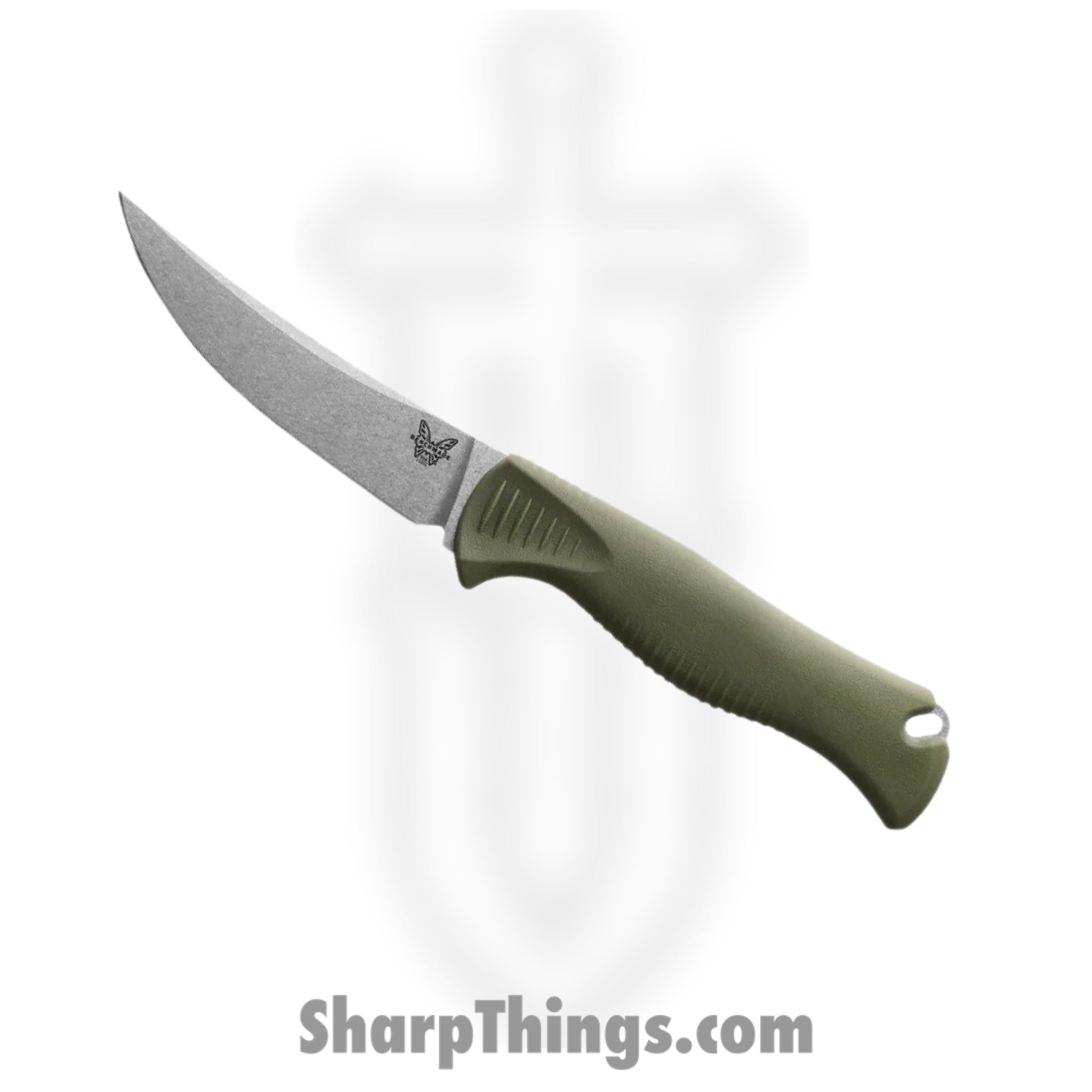 Benchmade - 15505 - Meatcrafter 4" - Fixed Blade Knife - CPM-154 Stonewash Trailing Point - Santoprene - Dark Olive