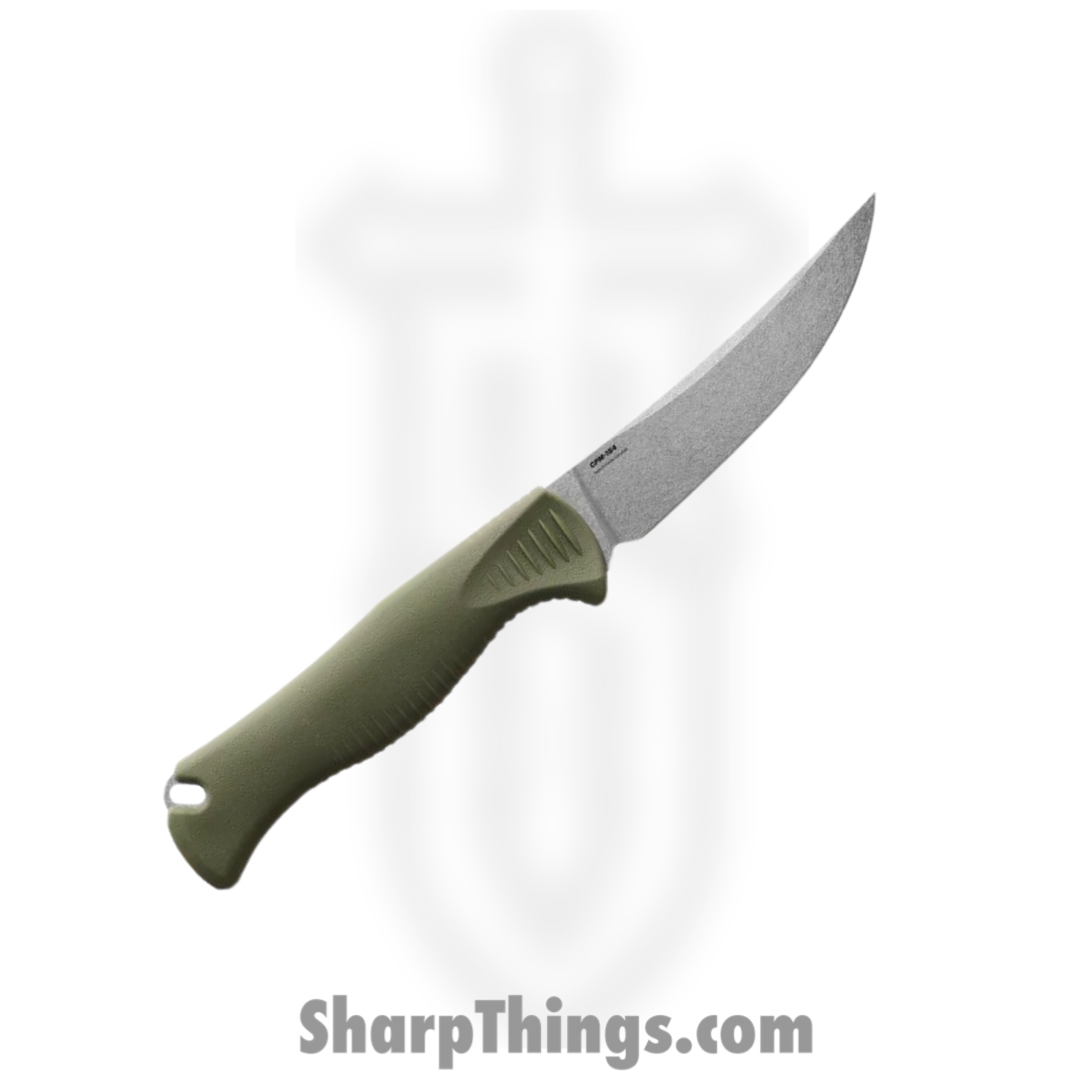 Benchmade - 15505 - Meatcrafter 4" - Fixed Blade Knife - CPM-154 Stonewash Trailing Point - Santoprene - Dark Olive - Image 2