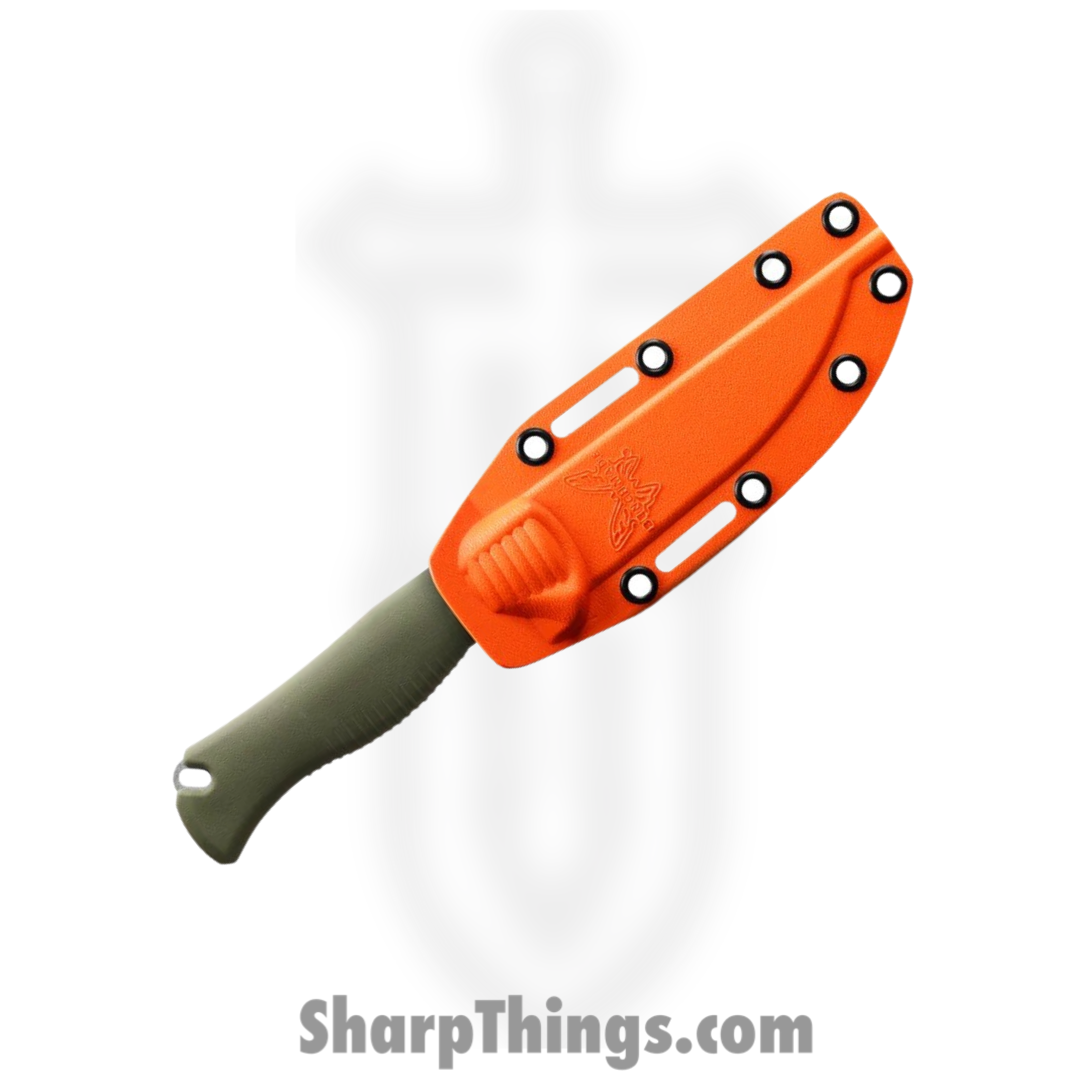 Benchmade - 15505 - Meatcrafter 4" - Fixed Blade Knife - CPM-154 Stonewash Trailing Point - Santoprene - Dark Olive - Image 3