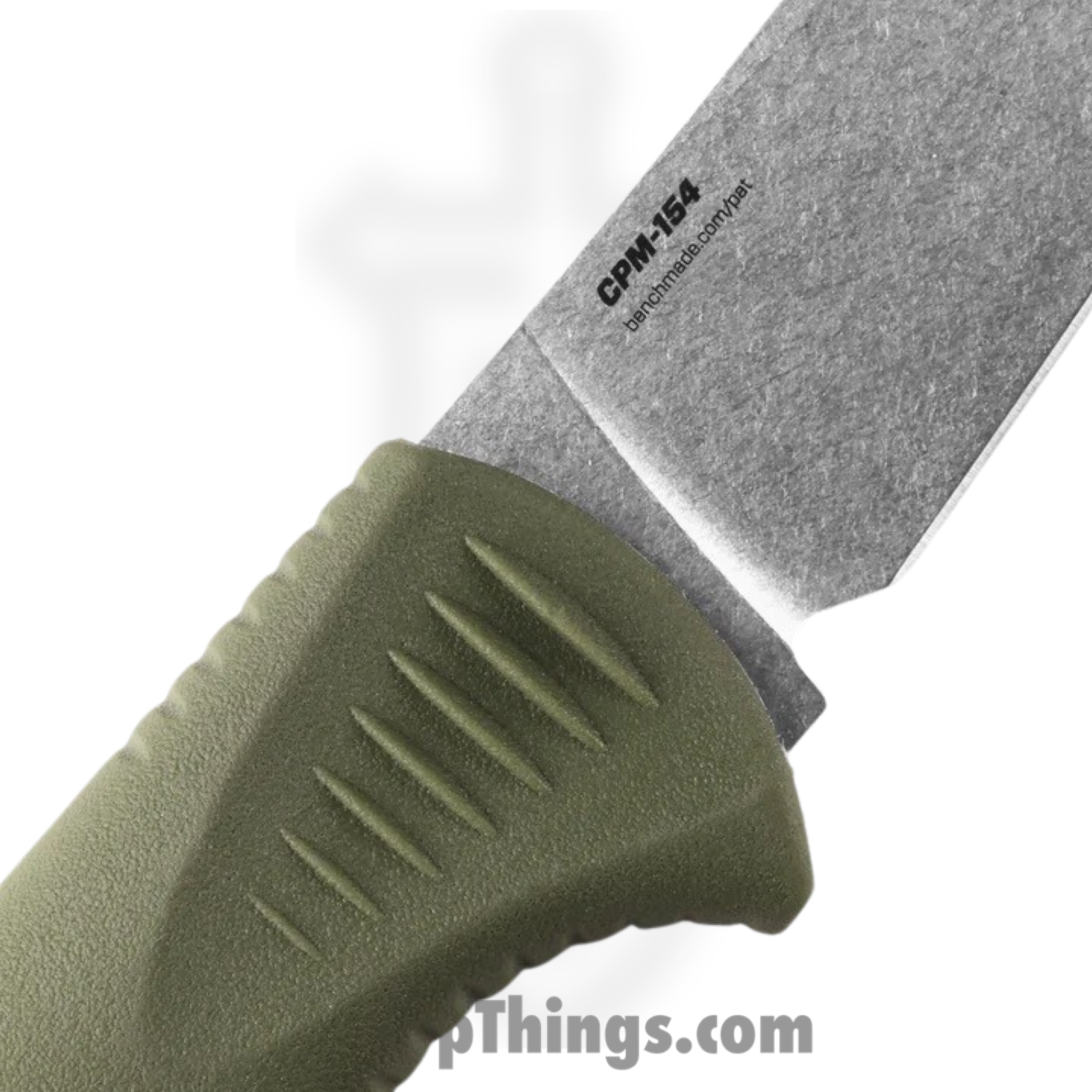 Benchmade - 15505 - Meatcrafter 4" - Fixed Blade Knife - CPM-154 Stonewash Trailing Point - Santoprene - Dark Olive - Image 4
