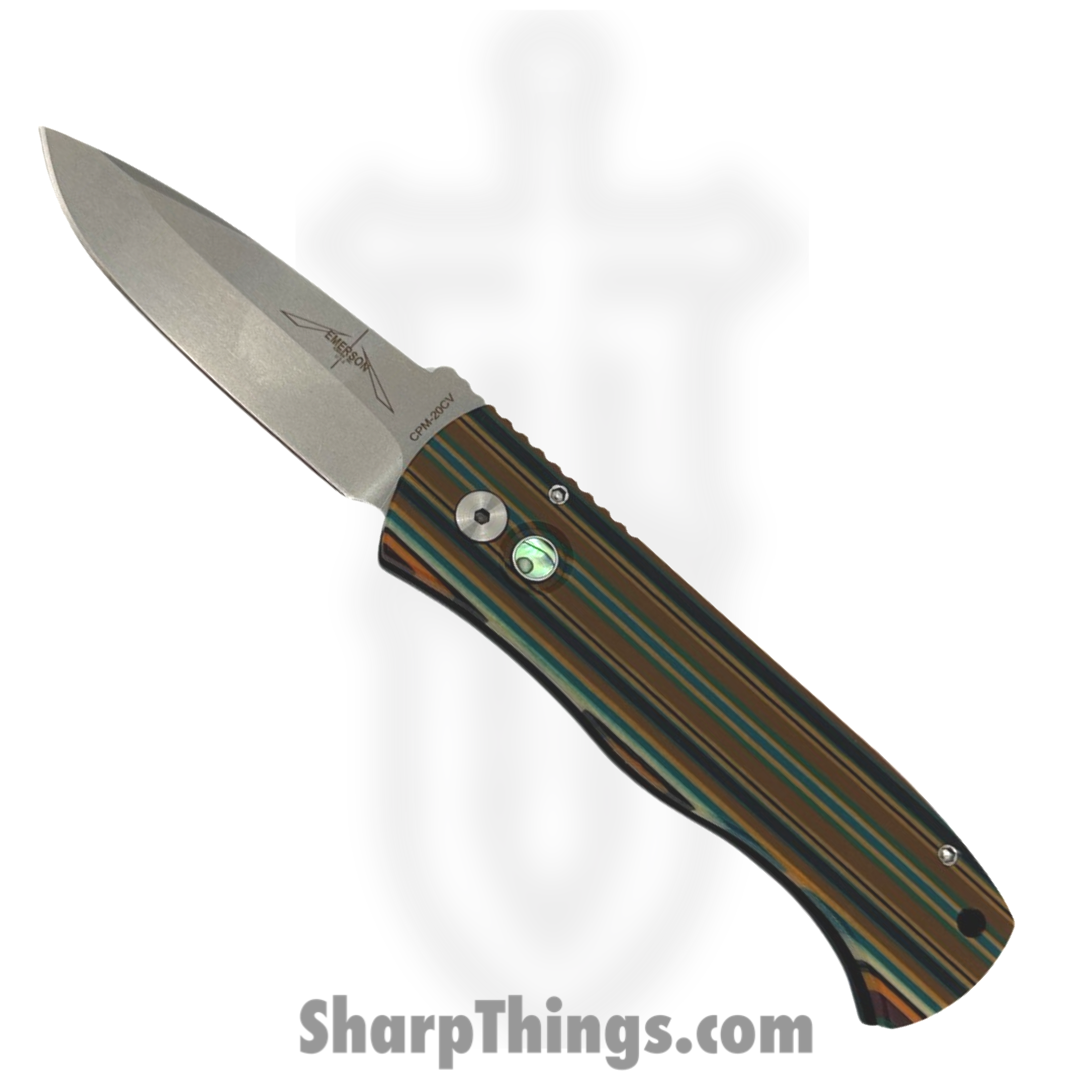 ProTech - 2024TXEC71 - Emerson CQC7 - Automatic Knife - CPM-20CV Stonewash Spear Point - Micarta Aluminum - Black Blue Brown