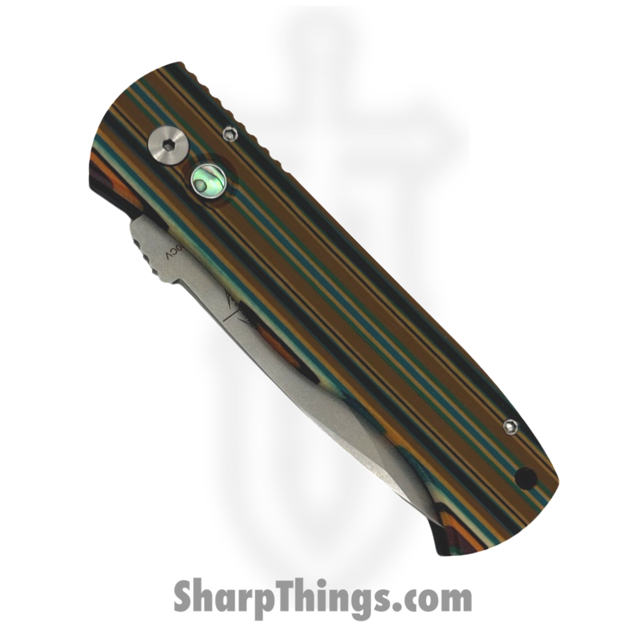 ProTech - 2024TXEC71 - Emerson CQC7 - Automatic Knife - CPM-20CV Stonewash Spear Point - Micarta Aluminum - Black Blue Brown - Image 2