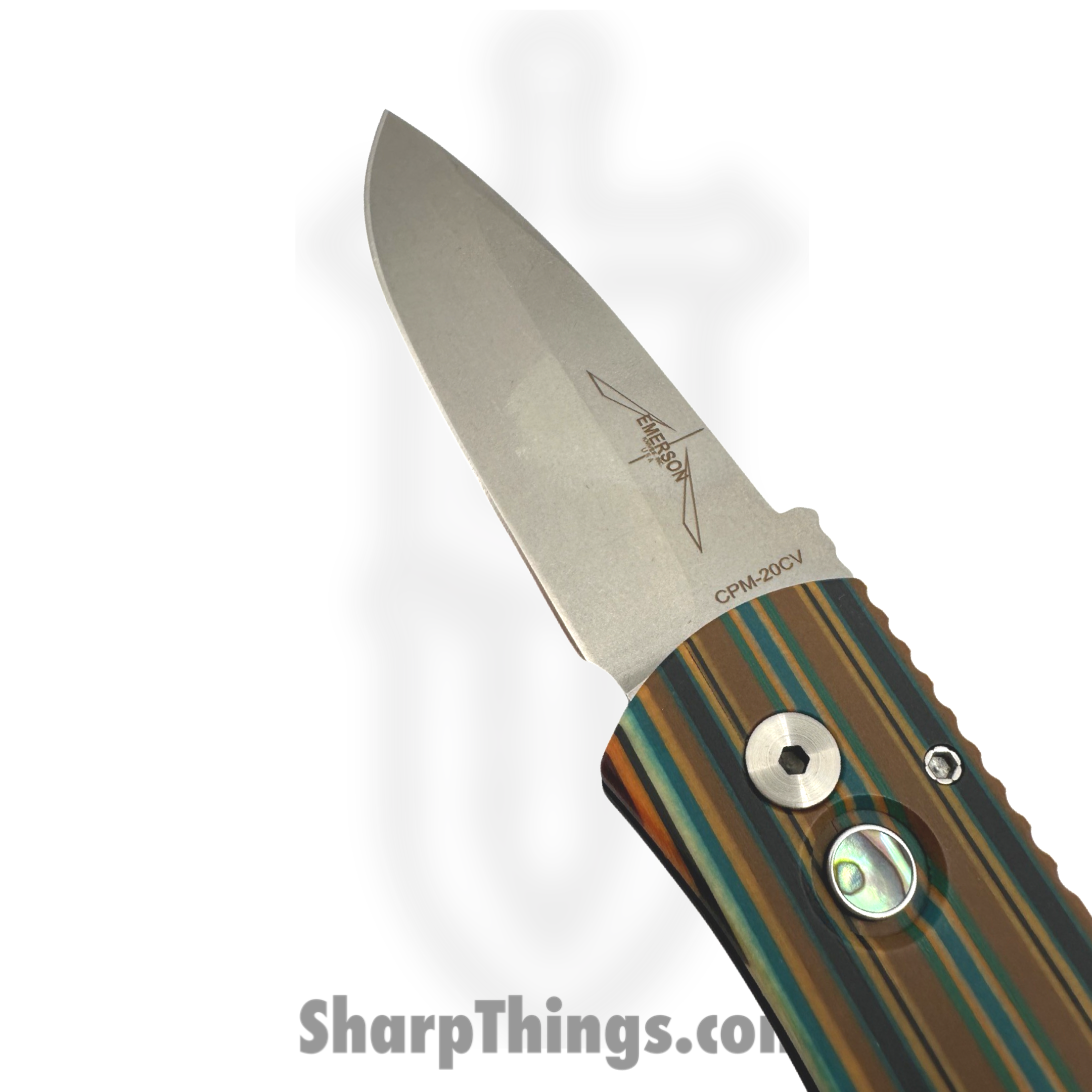 ProTech - 2024TXEC71 - Emerson CQC7 - Automatic Knife - CPM-20CV Stonewash Spear Point - Micarta Aluminum - Black Blue Brown - Image 4