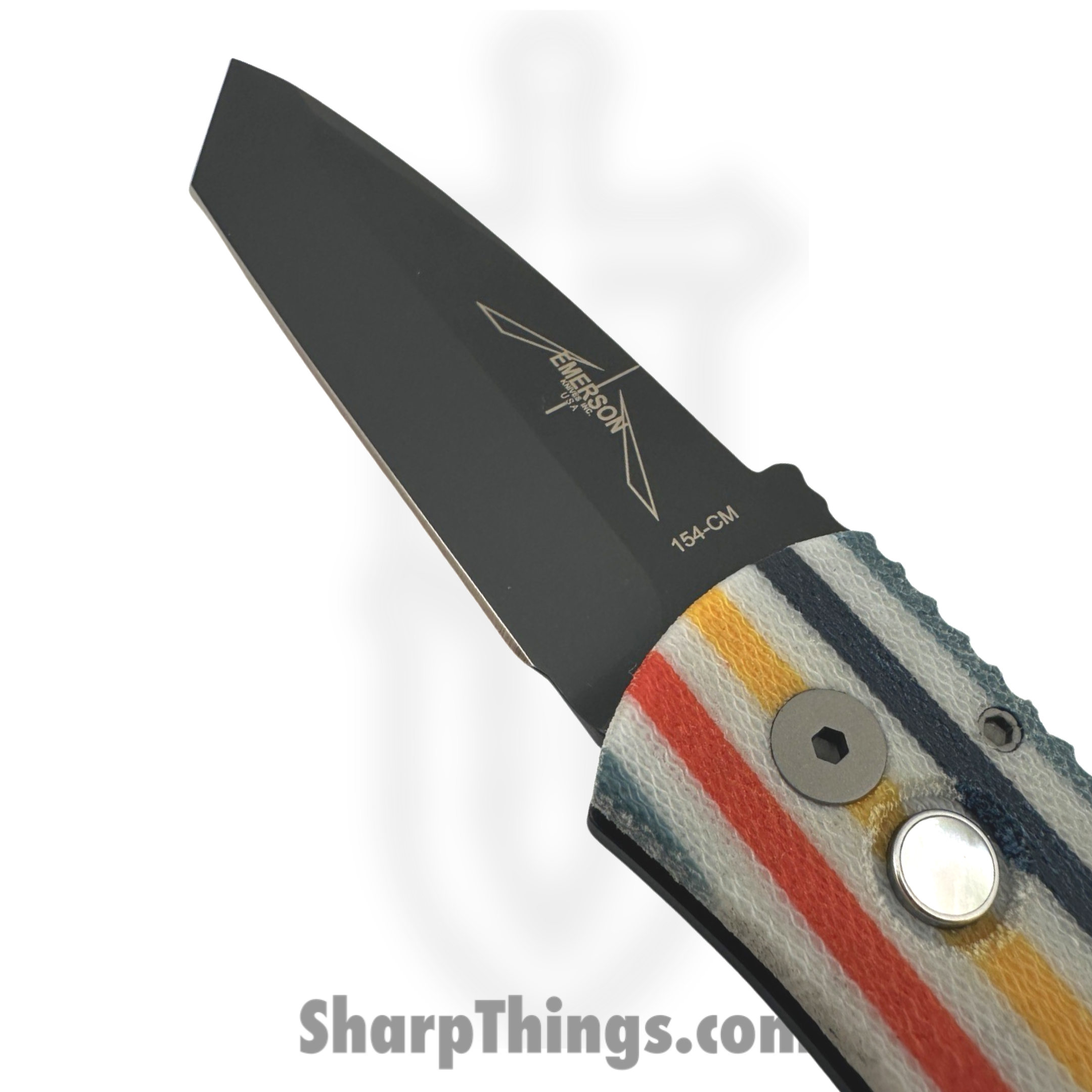 ProTech - 2024TXEC75 - Emerson CQC7 - Automatic Knife - 154CM DLC Tanto - Micarta Aluminum - Multi Striped - Image 5