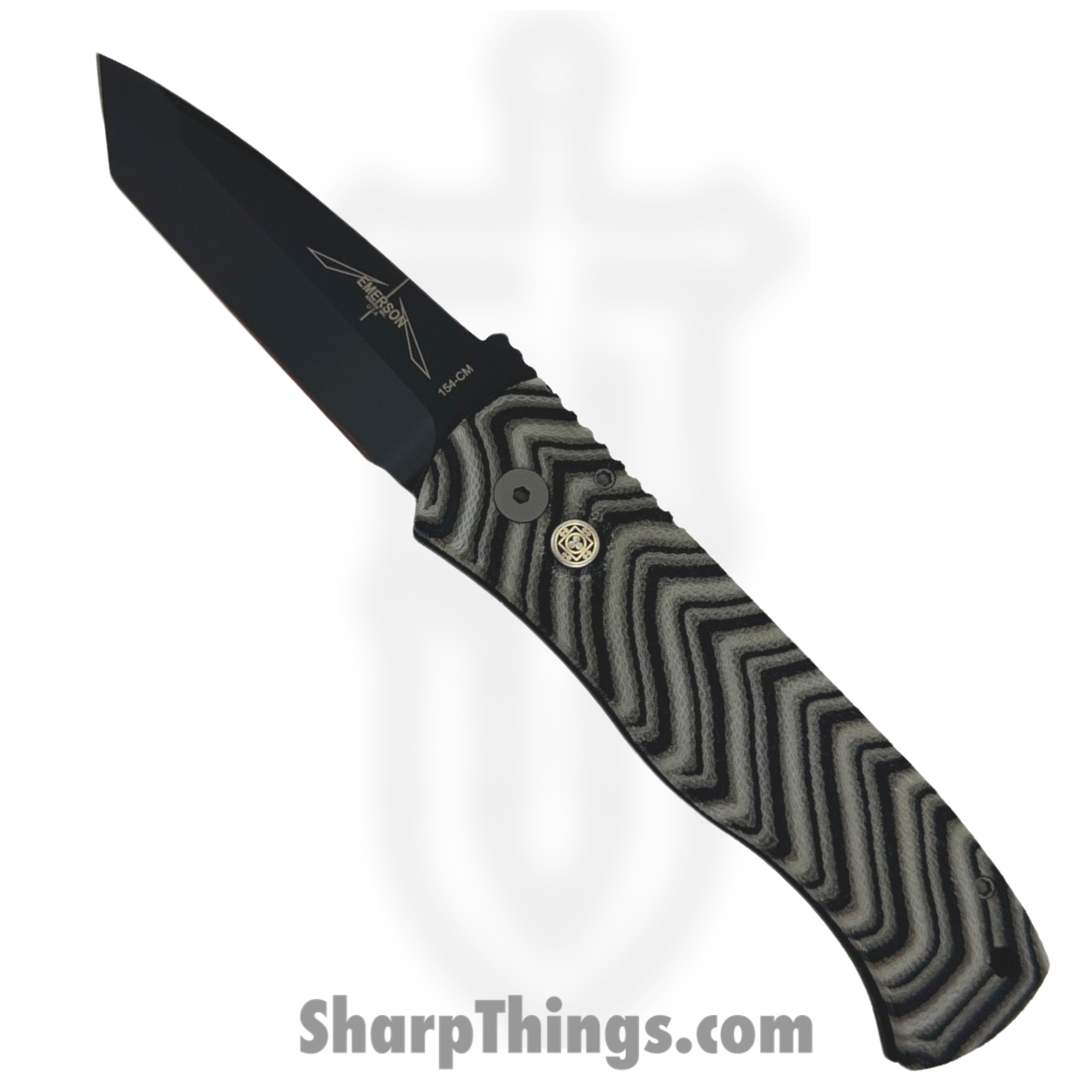 ProTech - 2024TXEC7BW - Emerson CQC7 - Automatic Knife - 154CM DLC Tanto - Micarta Aluminum - Black White Striped