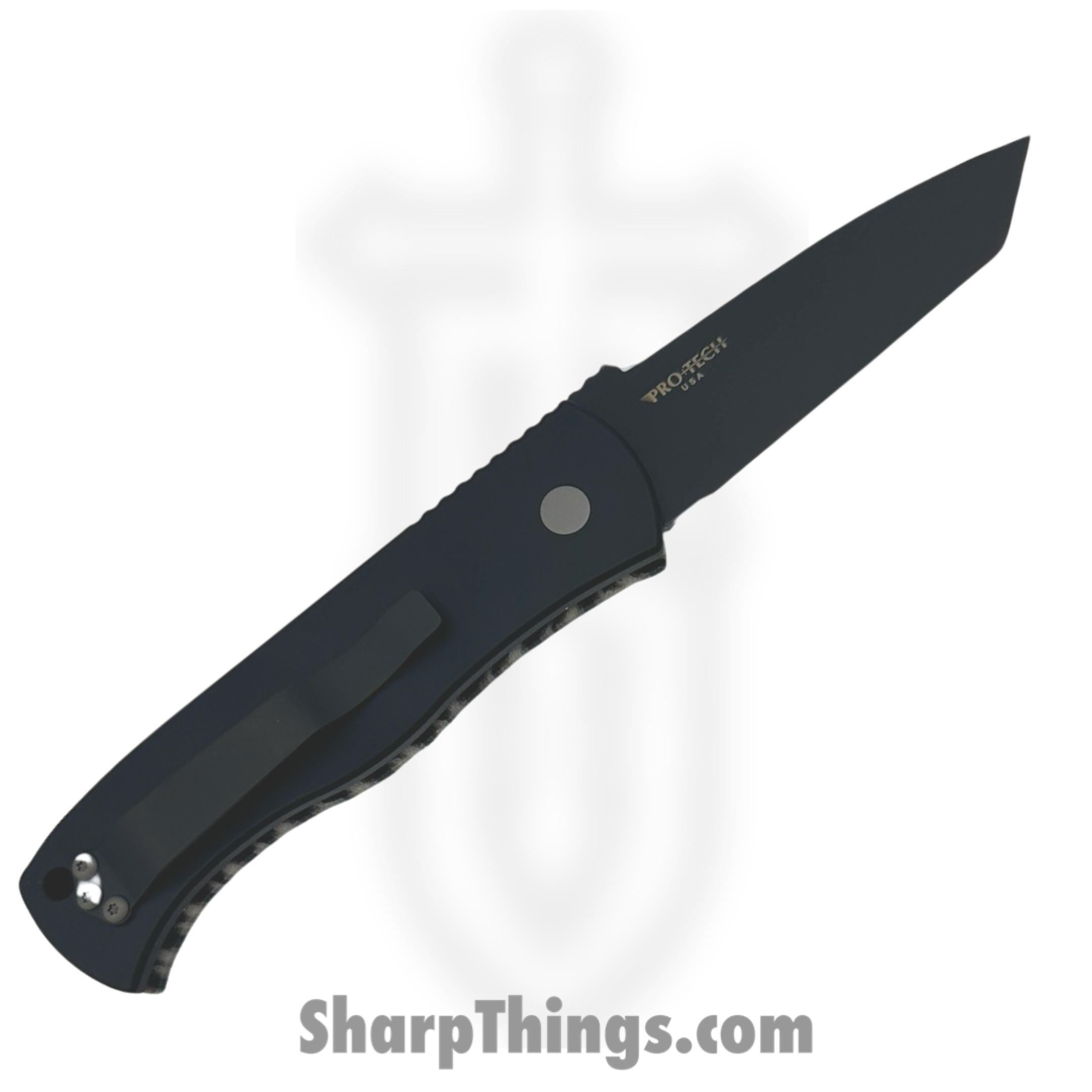 ProTech - 2024TXEC7BW - Emerson CQC7 - Automatic Knife - 154CM DLC Tanto - Micarta Aluminum - Black White Striped - Image 2