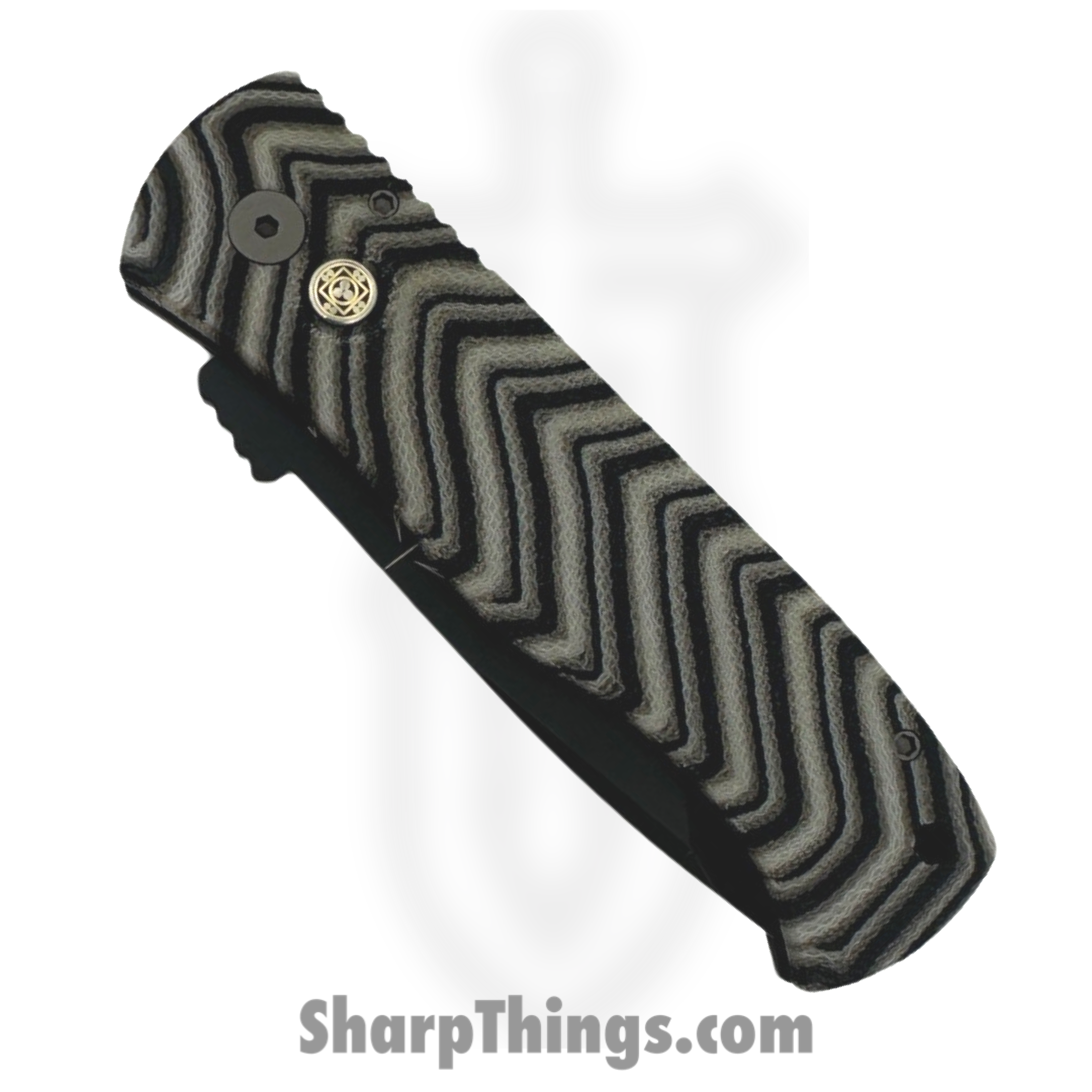 ProTech - 2024TXEC7BW - Emerson CQC7 - Automatic Knife - 154CM DLC Tanto - Micarta Aluminum - Black White Striped - Image 3