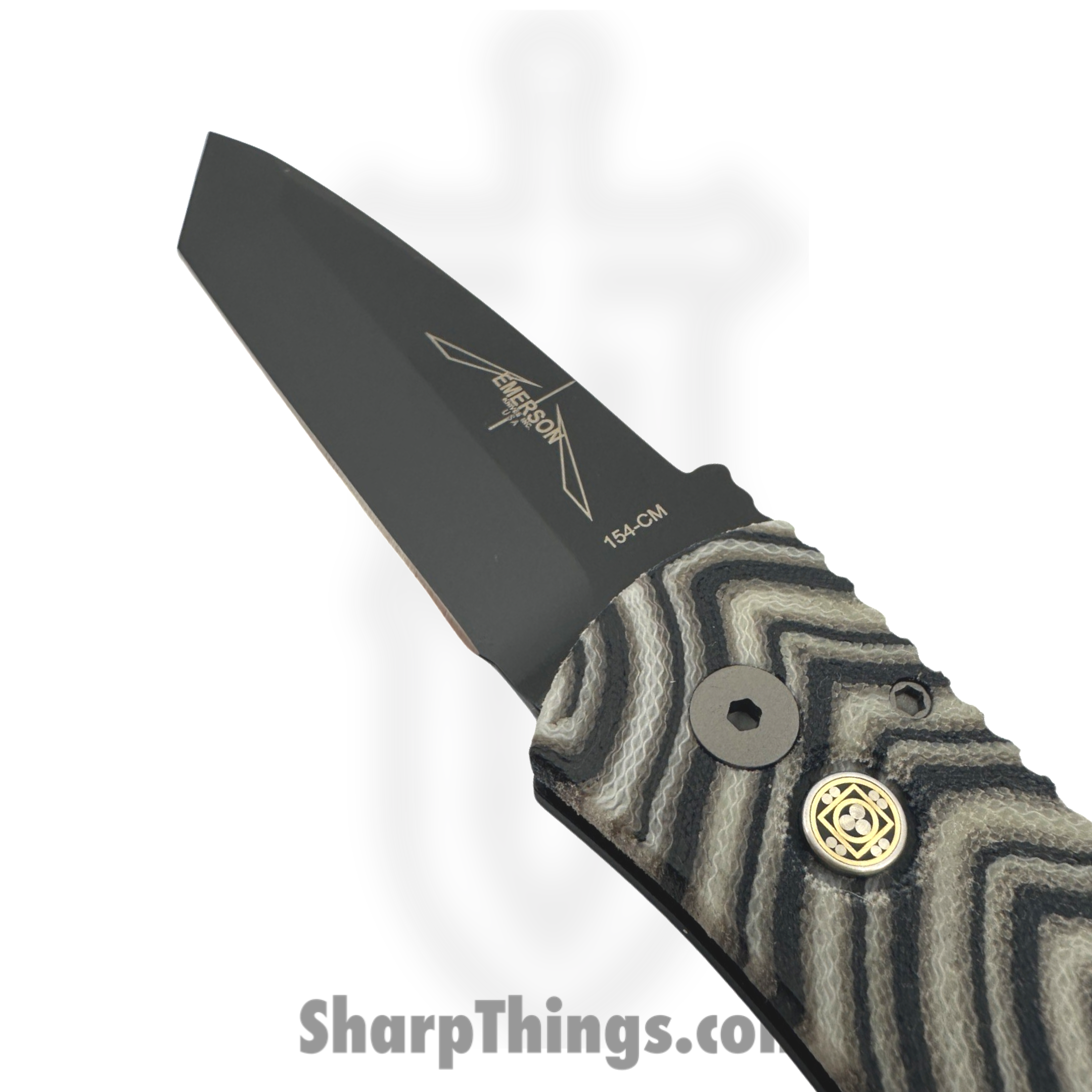 ProTech - 2024TXEC7BW - Emerson CQC7 - Automatic Knife - 154CM DLC Tanto - Micarta Aluminum - Black White Striped - Image 5