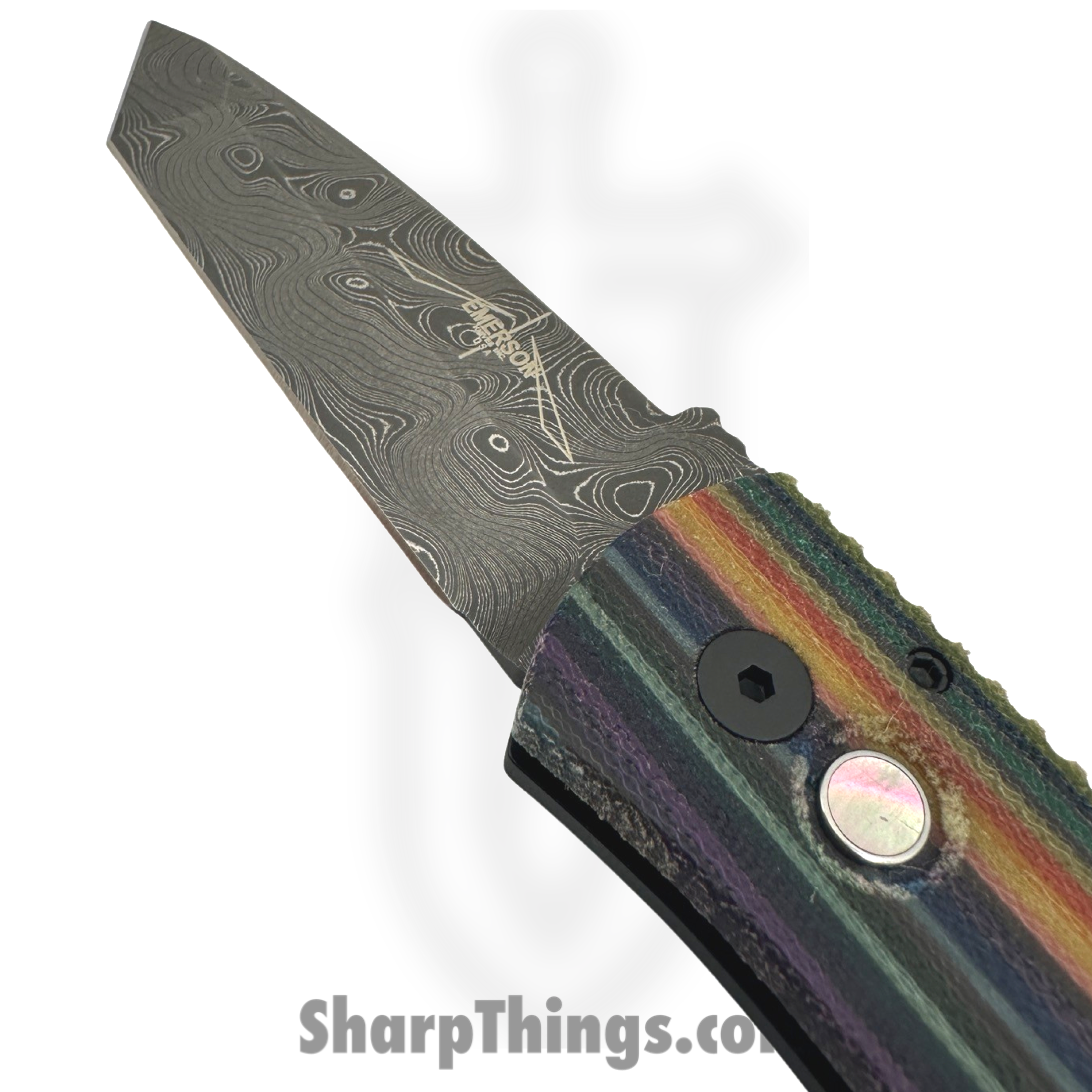 ProTech - 2024TXEMD - Emerson CQC7 - Automatic Knife - Damascus Tanto - Micarta Aluminum - Multi - Image 5