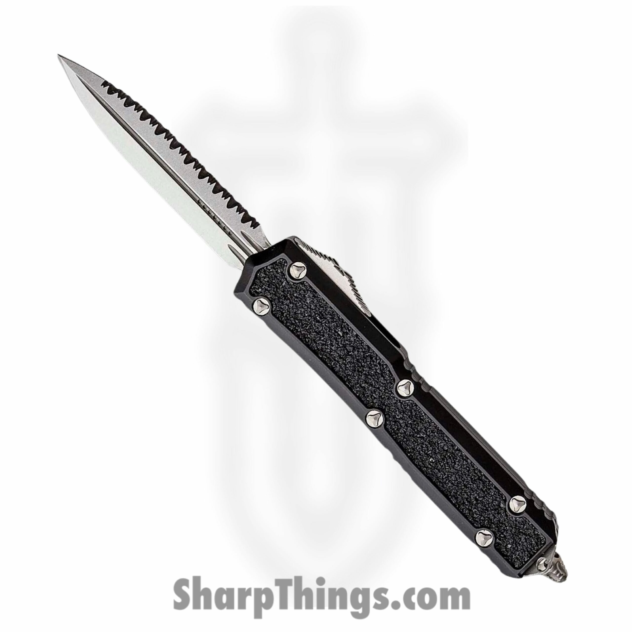 Microtech - 206-12S - Makora 2021 Signature Series - OTF Auto - Elmax, M390, 204P Stonewash Dagger - Aluminum/Traction Inlay - Black