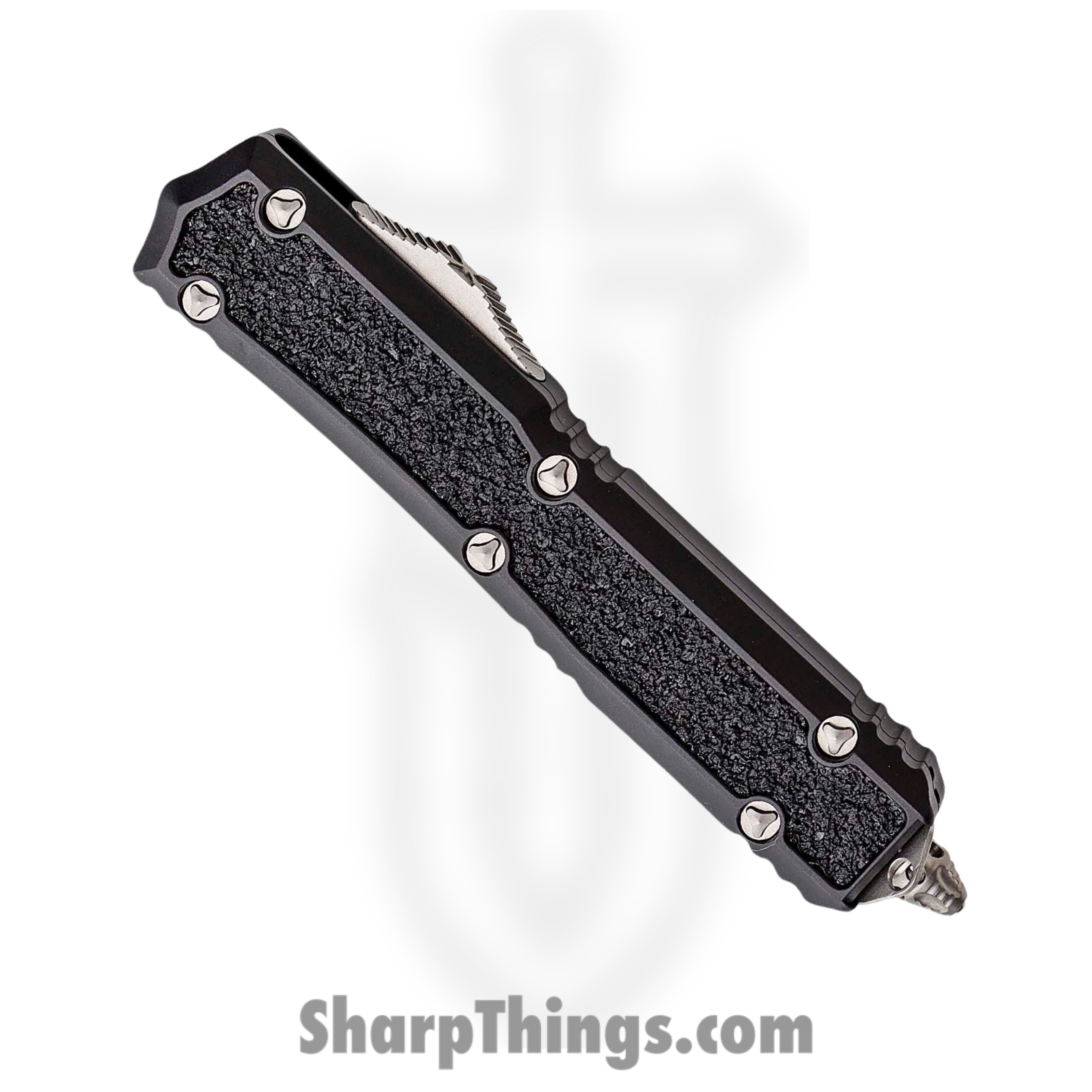 Microtech - 206-12S - Makora 2021 Signature Series - OTF Auto - Elmax, M390, 204P Stonewash Dagger - Aluminum/Traction Inlay - Black - Image 2