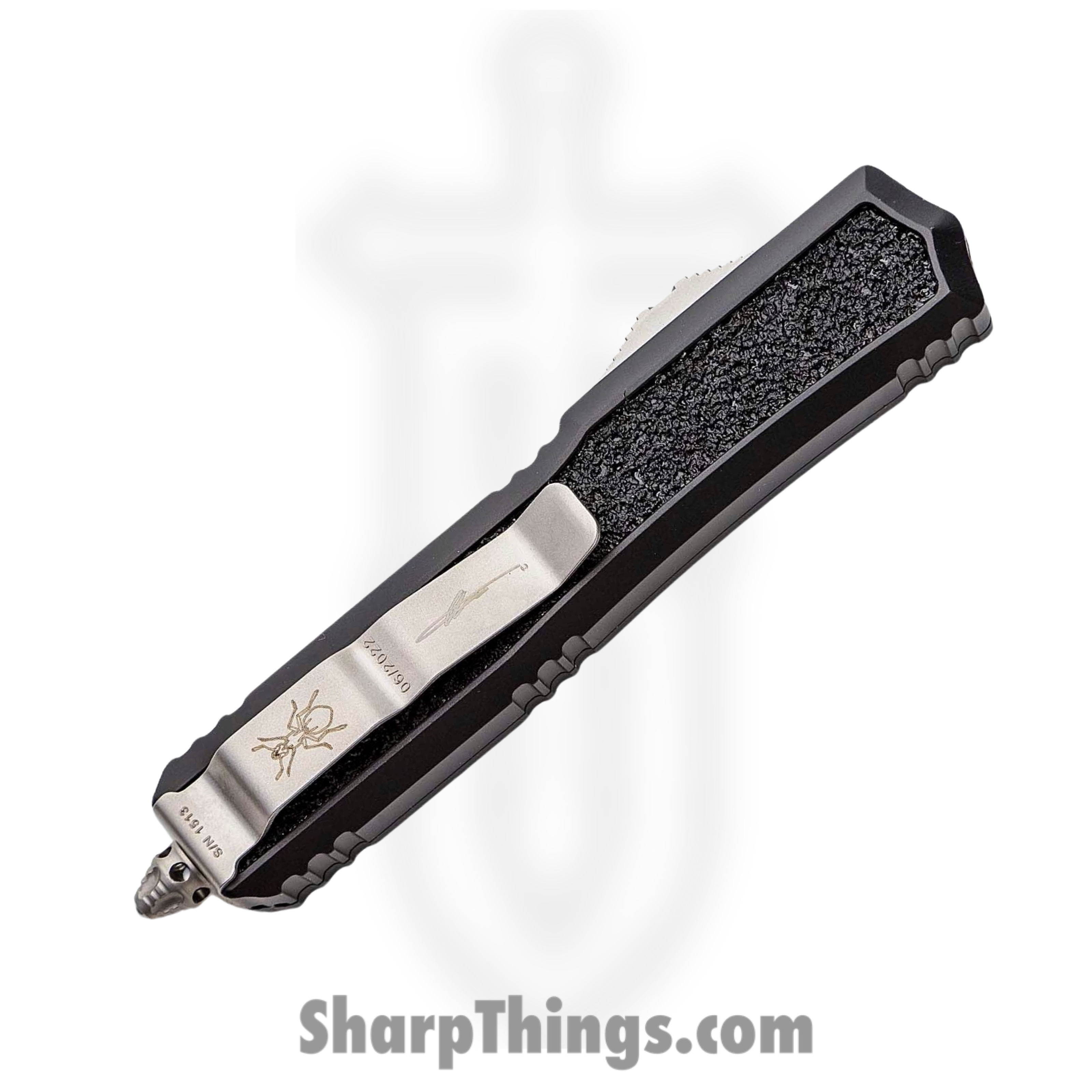 Microtech - 206-12S - Makora 2021 Signature Series - OTF Auto - Elmax, M390, 204P Stonewash Dagger - Aluminum/Traction Inlay - Black - Image 3