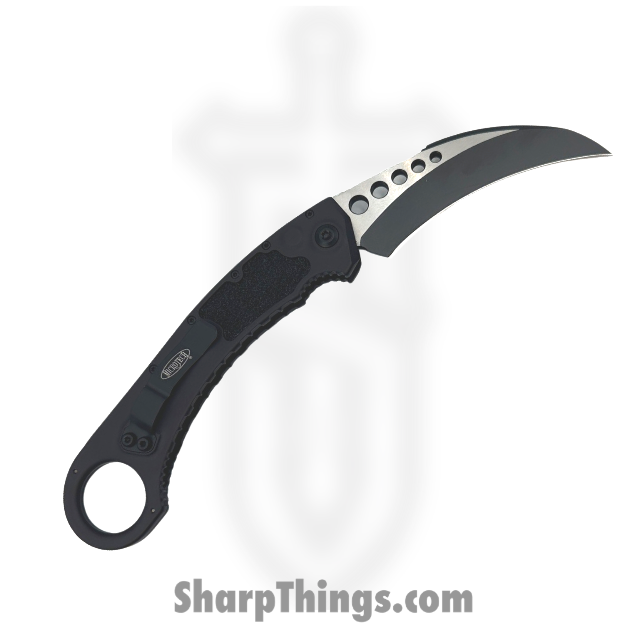 Microtech - 266-1T - Hawk Karambit - Automatic Knife - M390 Black Hawkbill - Aluminum with Traction Tape Inserts - Black - Image 2