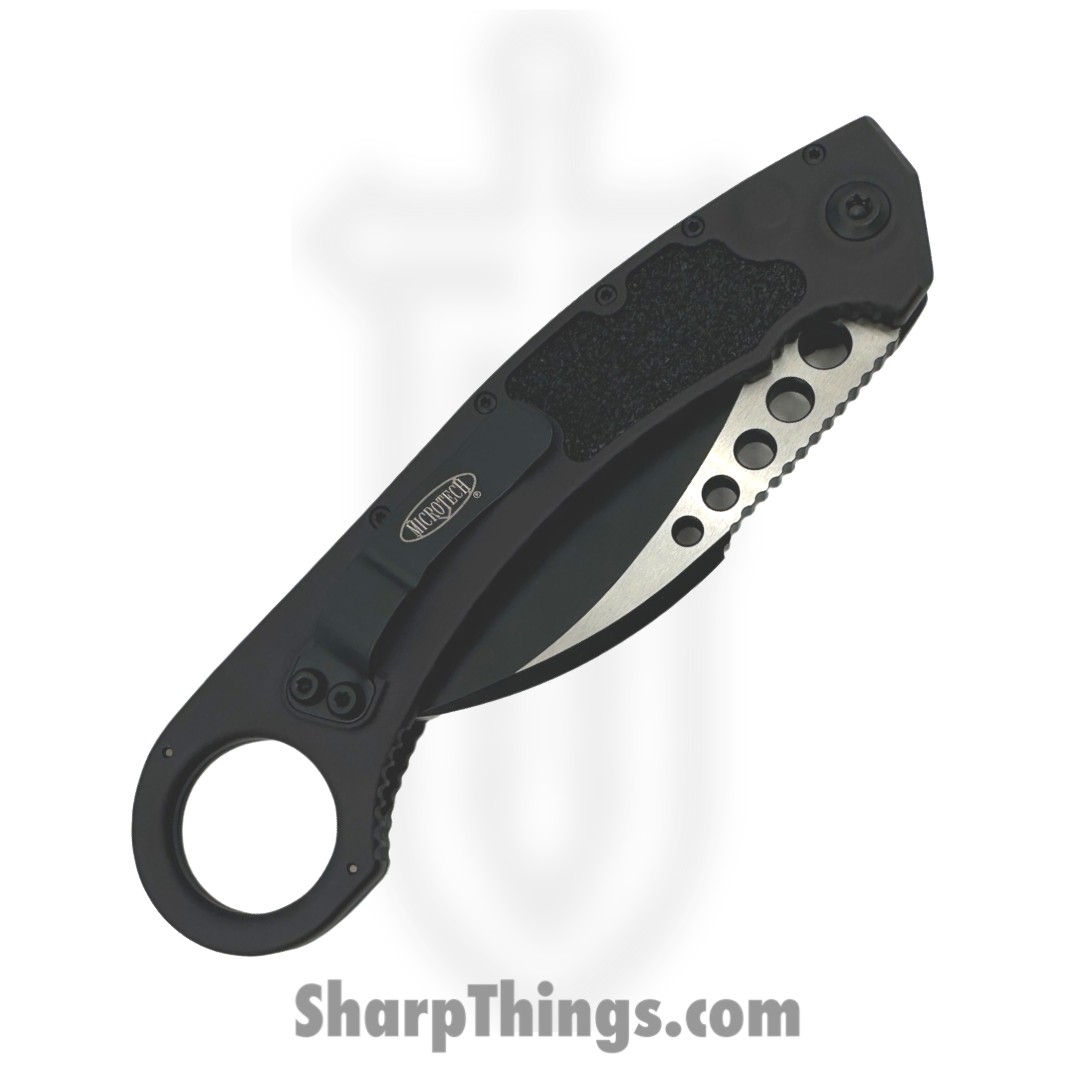 Microtech - 266-1T - Hawk Karambit - Automatic Knife - M390 Black Hawkbill - Aluminum with Traction Tape Inserts - Black - Image 4