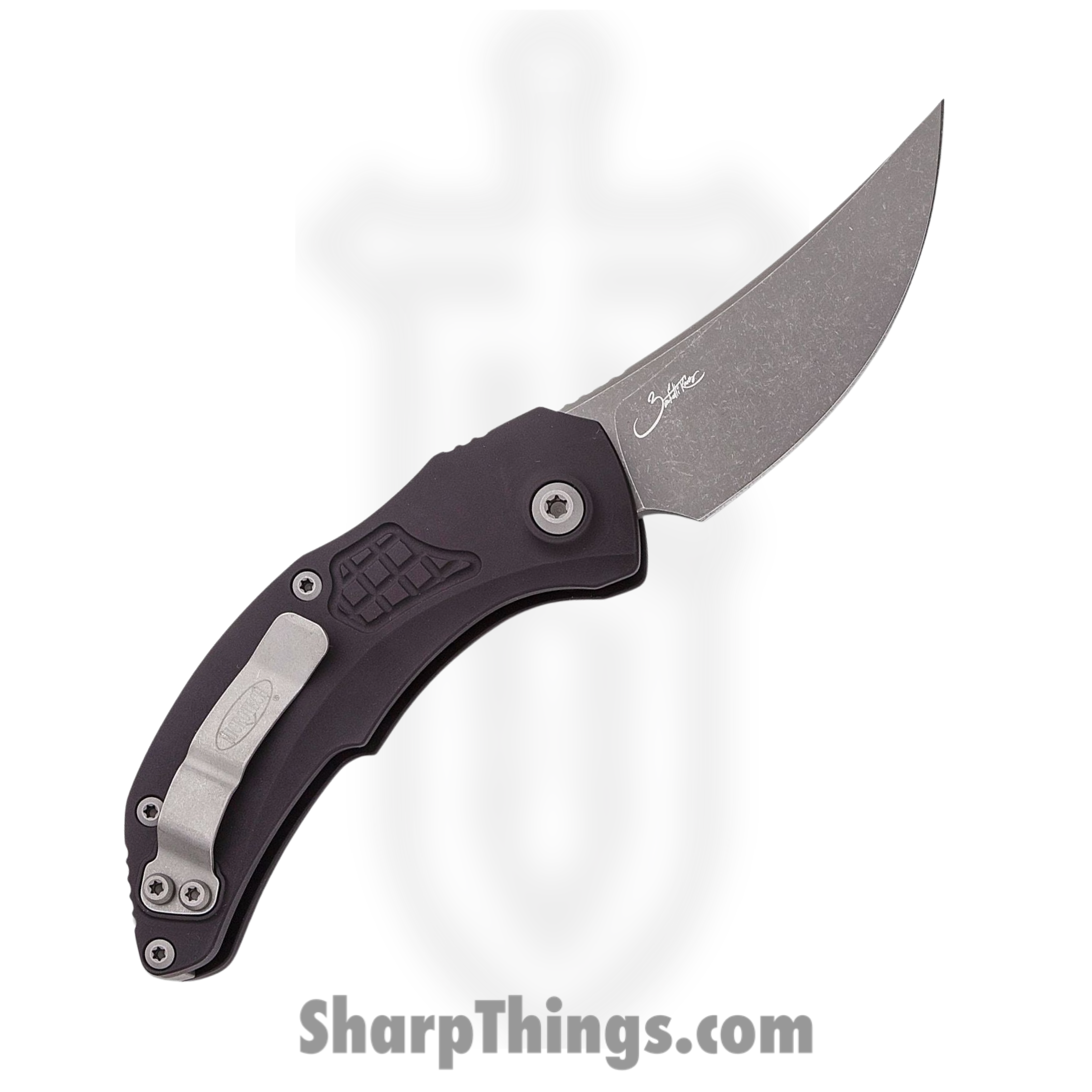 Microtech - 268A-10AP - Bastinelli Brachial - Automatic Knife - M390 Apocalyptic Trailing Point - 6061-T6 Aluminum - Black - Image 2