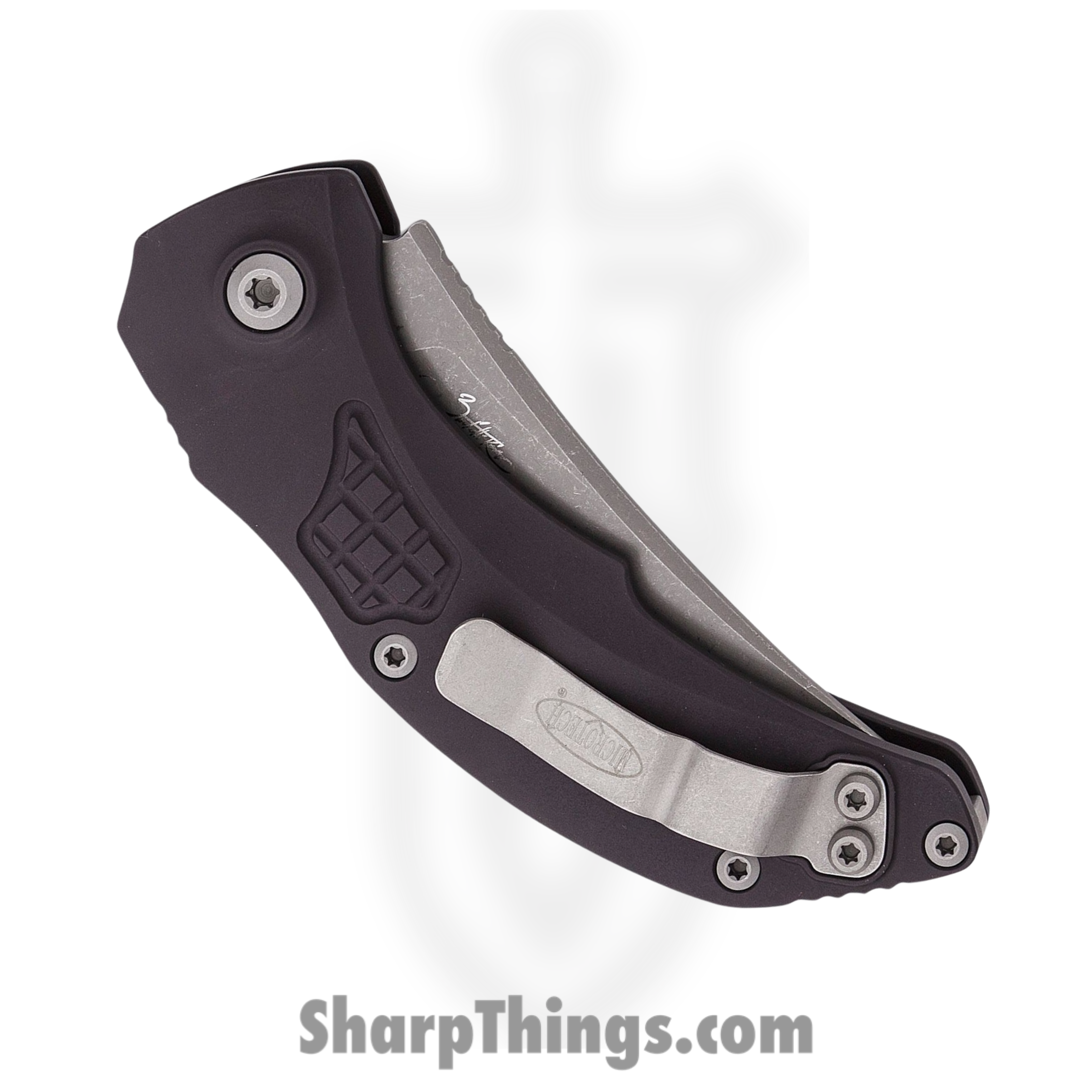 Microtech - 268A-10AP - Bastinelli Brachial - Automatic Knife - M390 Apocalyptic Trailing Point - 6061-T6 Aluminum - Black - Image 4