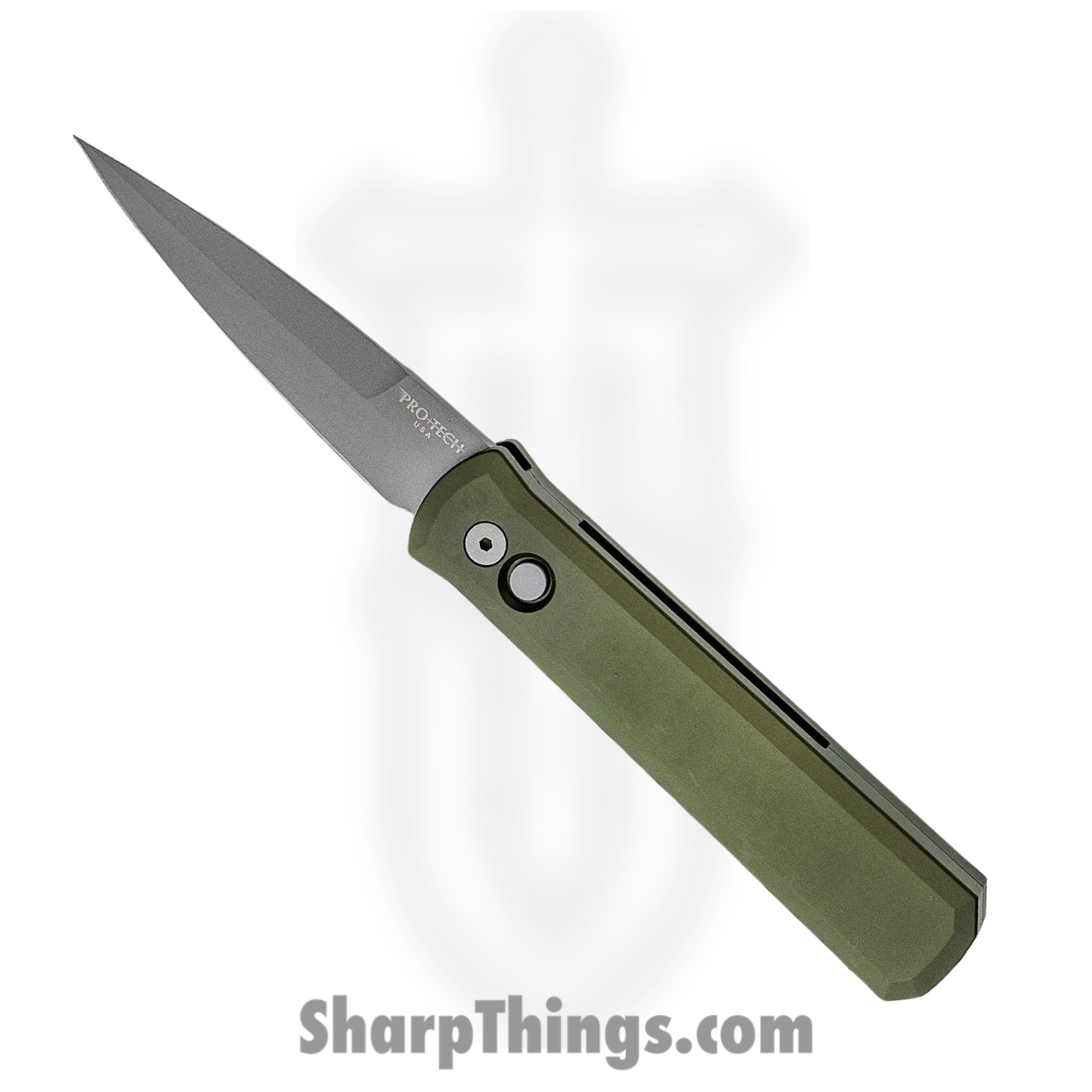 ProTech - 920-Green - Godfather - Automatic Knife - 154CM Bead Blasted Spear Point - 6061-T6 Aluminum - Green