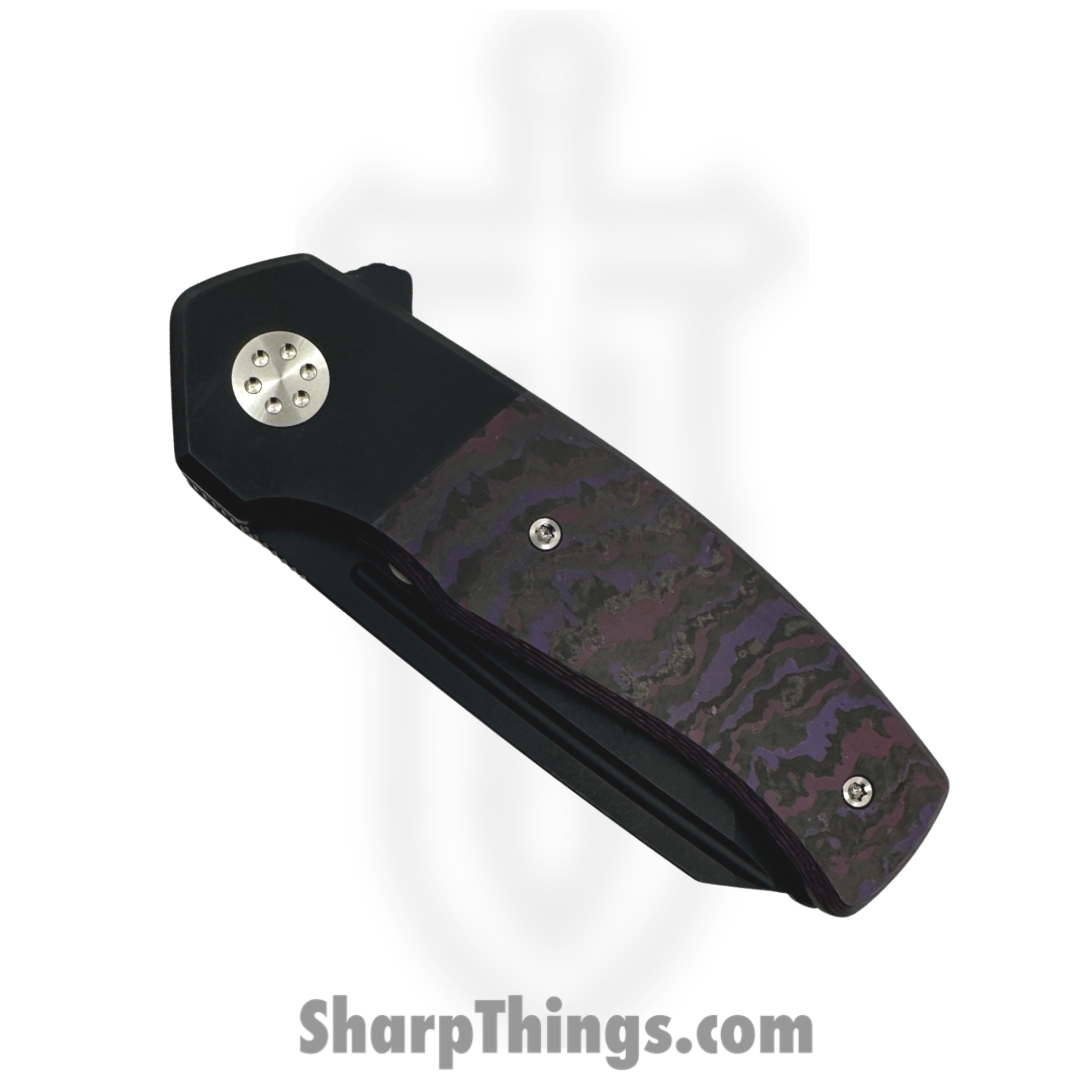 Beans Blades - BB-MWF-PH - Mini Warrior - Folding Knife - M390 Coated Tanto - Fat Carbon Purple Haze Cross Cut - Purple Black - Image 3