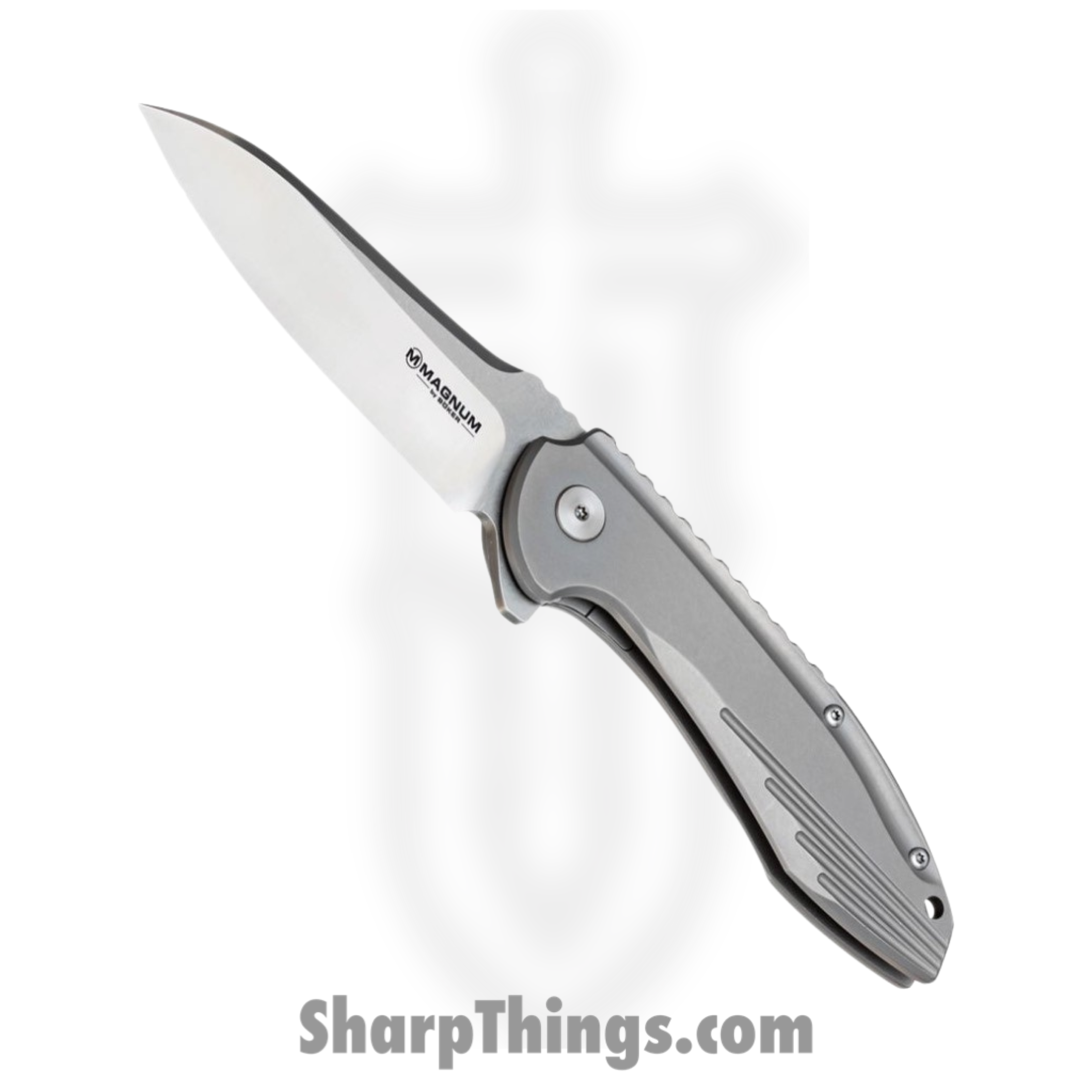 Boker Magnum - BOM01RY975 - Quantum - Folding Knife - 440A Satin Extended Tang - Stainless Steel - Gray