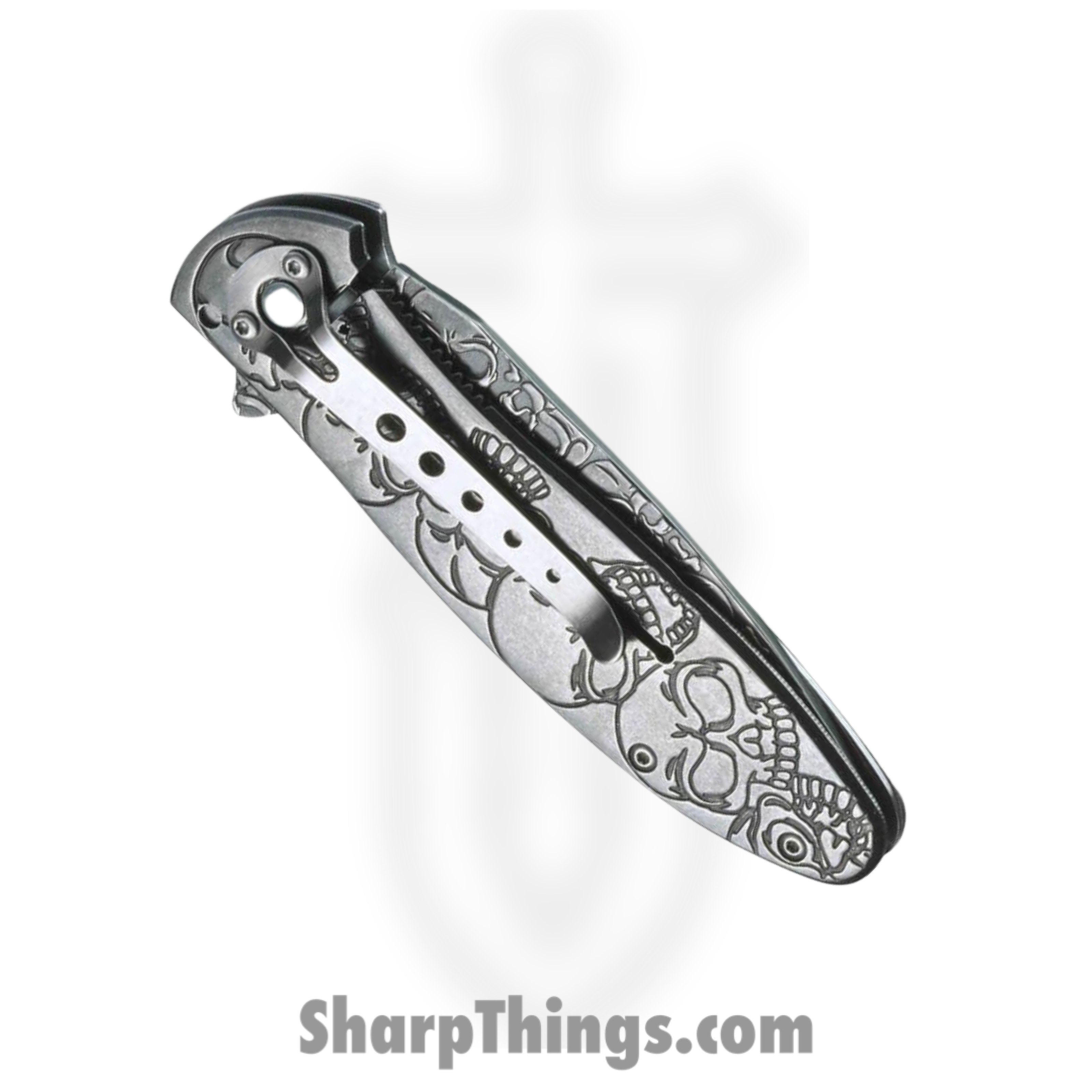 Boker Magnum - BOM01SC519 - Dia De Los Muertos - Folding Knife - 440A Gray Drop Point - Aluminum - Gray - Image 2