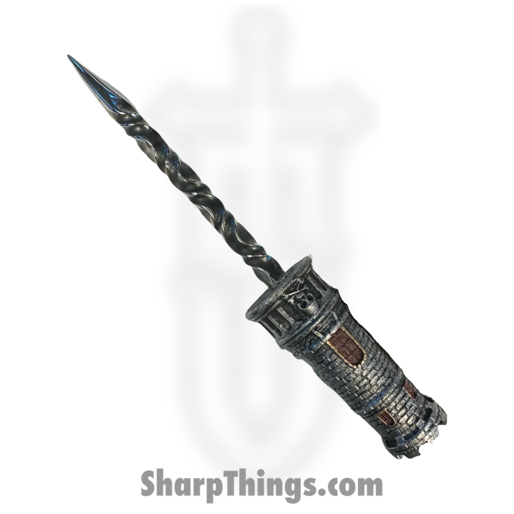 Full Heart Forge - FHF-CHESS-RK - Rook Spike - Fixed Blade Knife - 316 Stainless Satin Spike - Resin - Grey, Brown, Gold