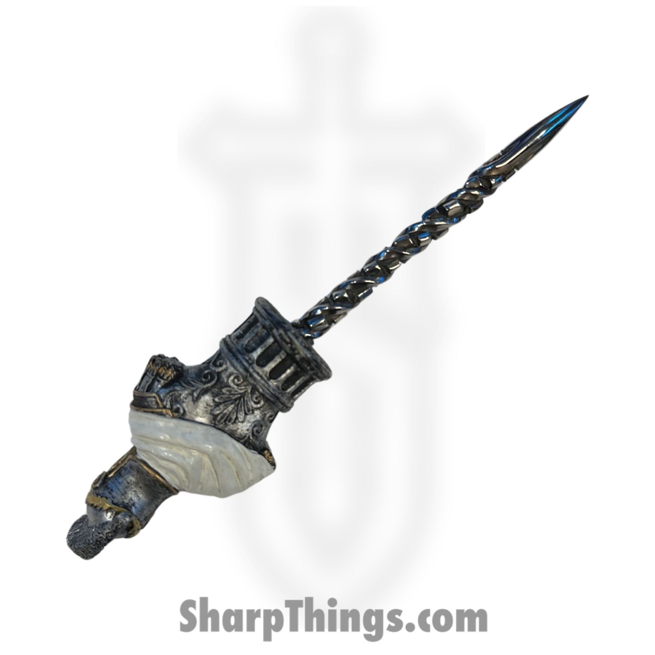 Full Heart Forge - FHF-CHESS-KN - Knight Spike - Fixed Blade Knife - 316 Stainless Satin Spike - Resin - White, Gold, Grey - Image 2