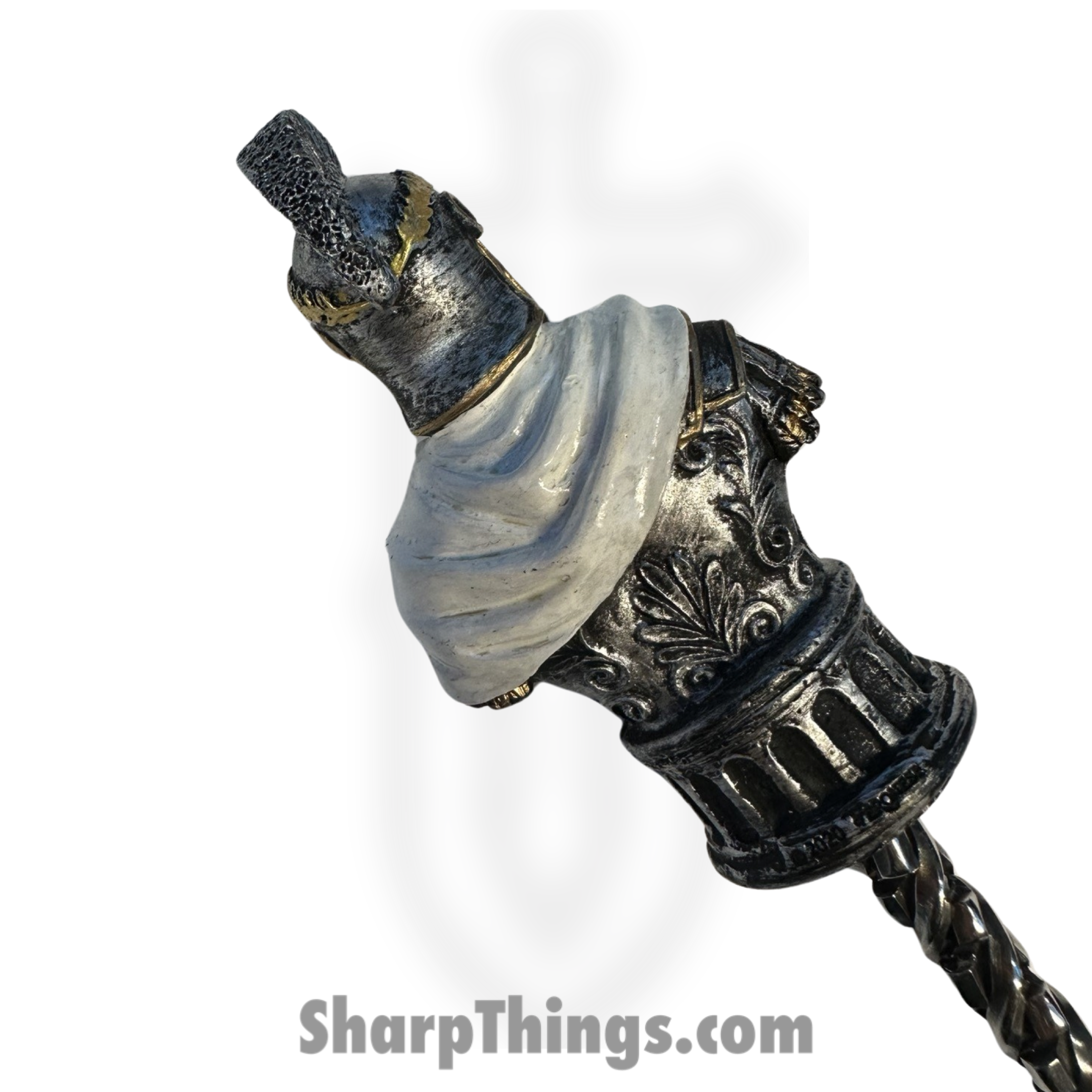 Full Heart Forge - FHF-CHESS-KN - Knight Spike - Fixed Blade Knife - 316 Stainless Satin Spike - Resin - White, Gold, Grey - Image 4