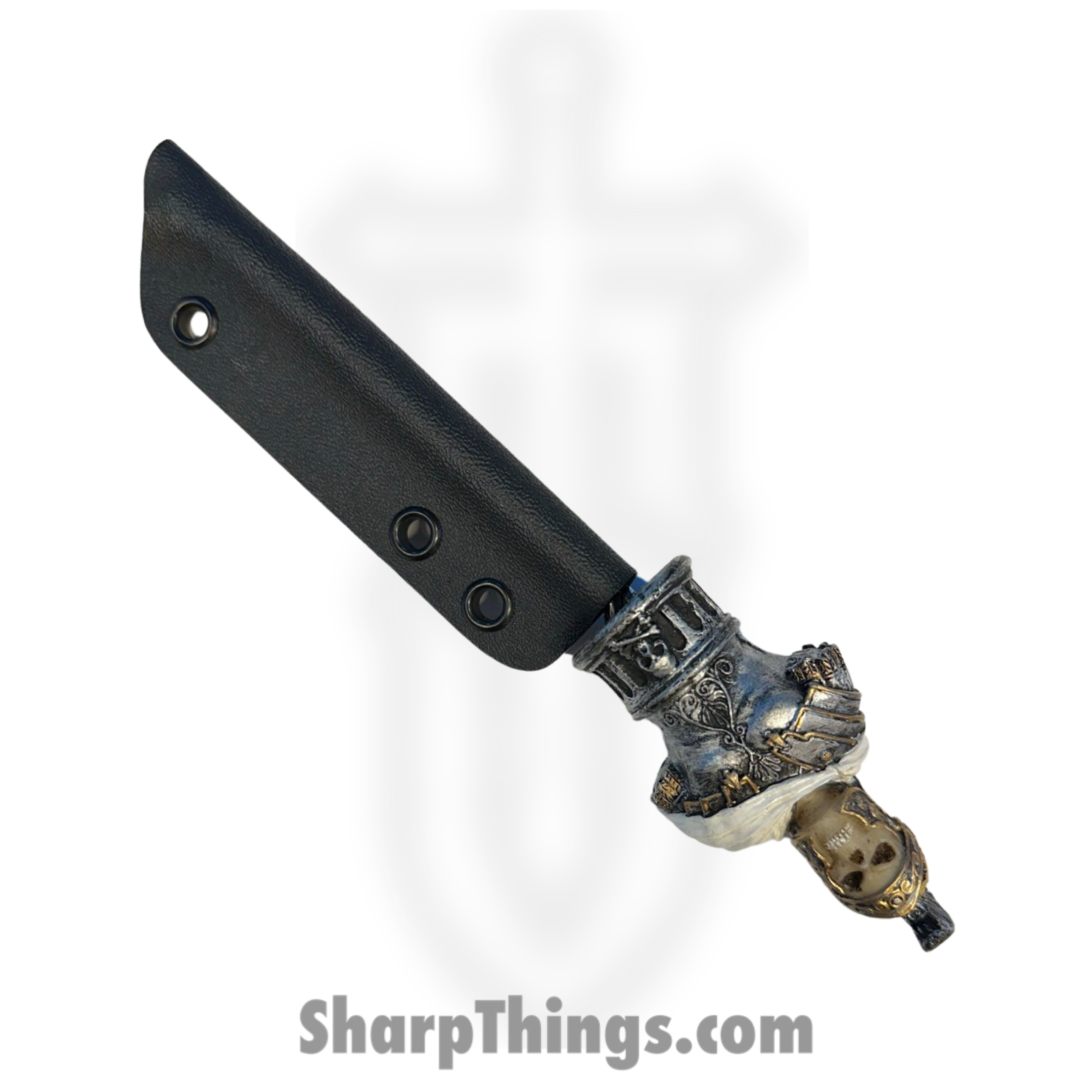Full Heart Forge - FHF-CHESS-KN - Knight Spike - Fixed Blade Knife - 316 Stainless Satin Spike - Resin - White, Gold, Grey - Image 6