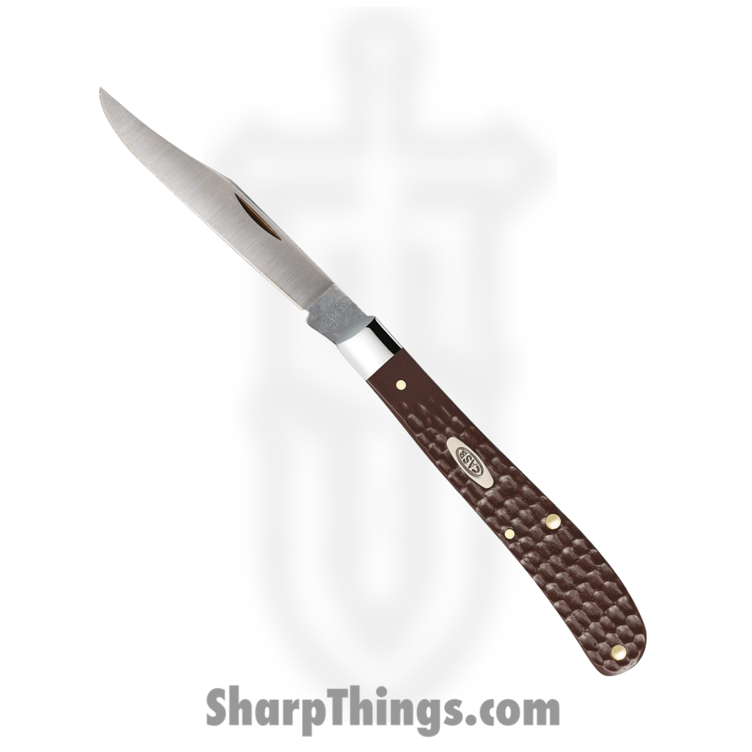 Case Cutlery - CA135 - Slimline Trapper Delrin - Folding Knife - Tru-Sharp Surgical Steel Satin Clip Point - Jigged Synthetic - Brown