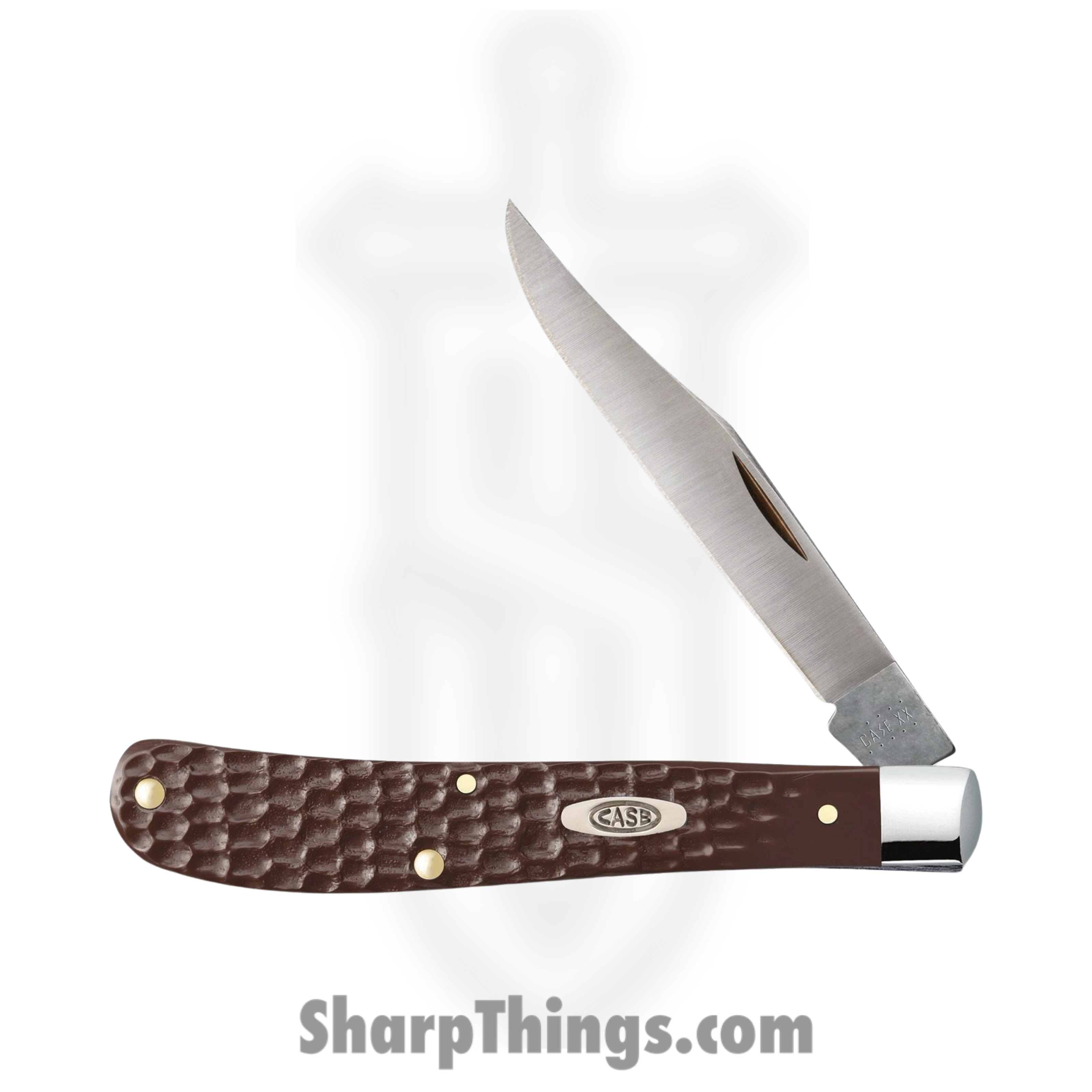 Case Cutlery - CA135 - Slimline Trapper Delrin - Folding Knife - Tru-Sharp Surgical Steel Satin Clip Point - Jigged Synthetic - Brown - Image 2