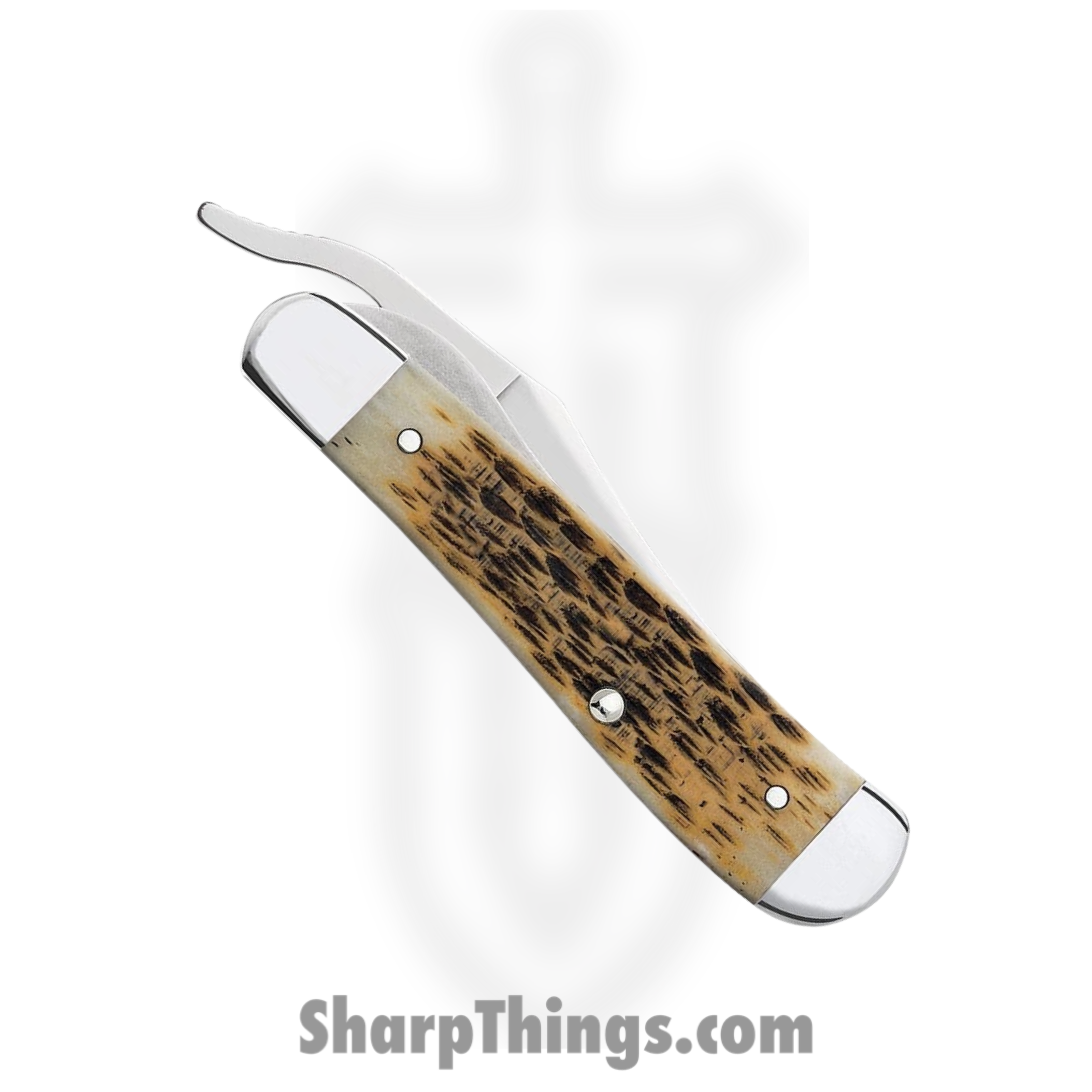 Case Cutlery - CA260 - Russlock - Folding Knife - Tru-Sharp Surgical Steel Polished Russlock Clip - Amber Bone - Brown - Image 3