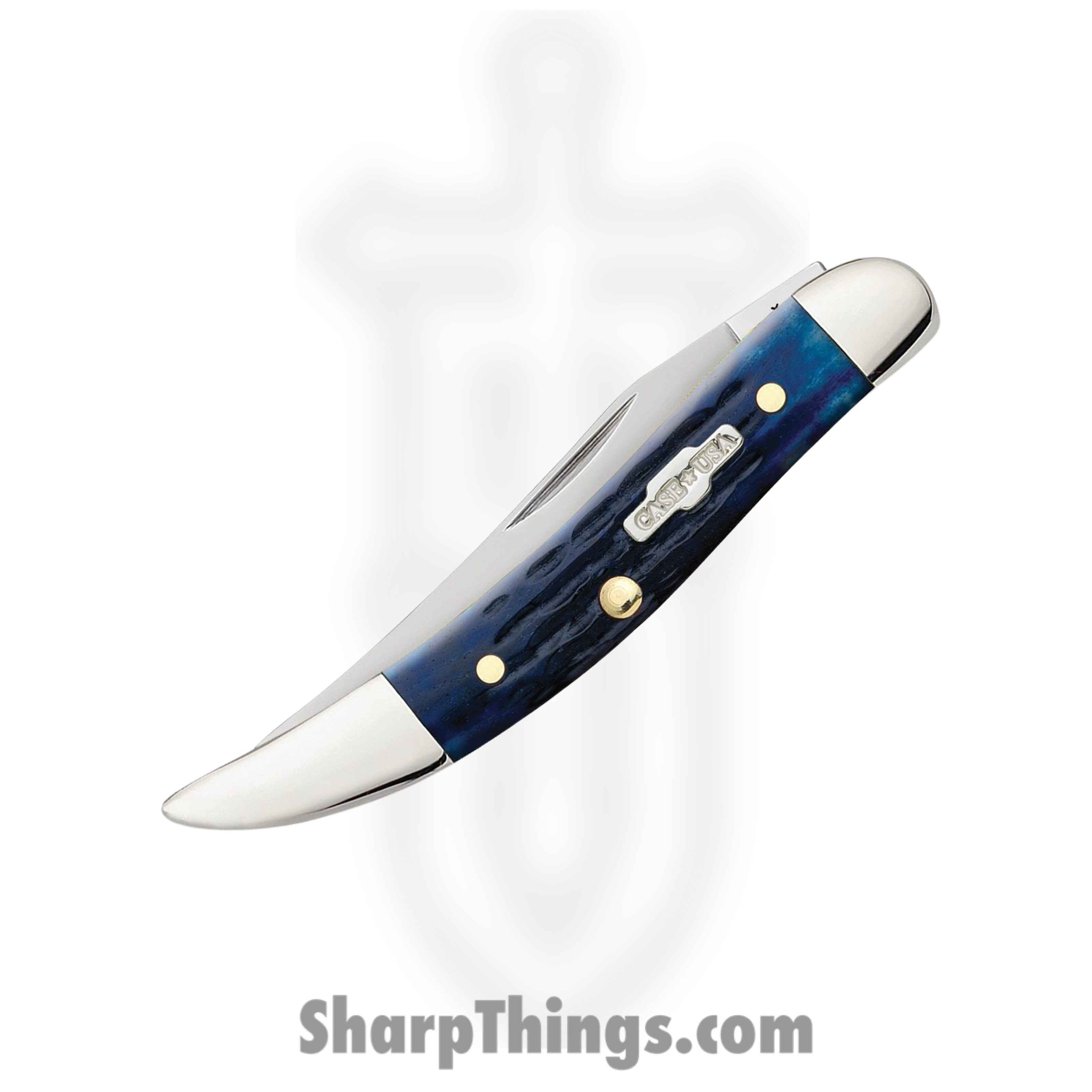 Case Cutlery - CA2804 - Small Texas Toothpick - Folding Knife - Tru-Sharp Surgical Steel Polished Long Clip - Rogers Corn Cob Jig Bone - Blue - Image 3