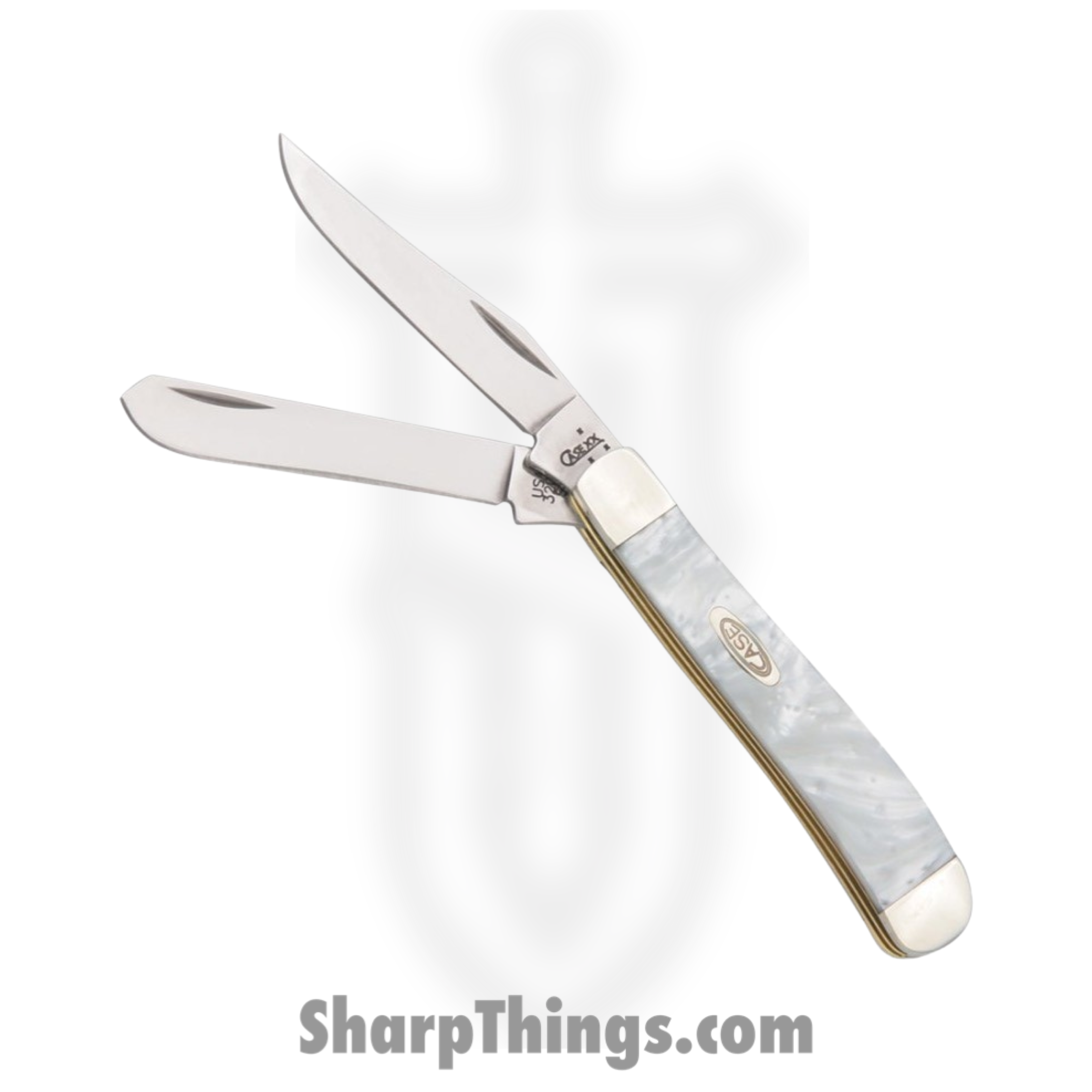 Case Cutlery - CA9207WP - Mini Trapper White Pearl - Folding Knife - Tru-Sharp Surgical Steel Polished Clip/Spey - Corelon with Nickel Silver Bolsters - White
