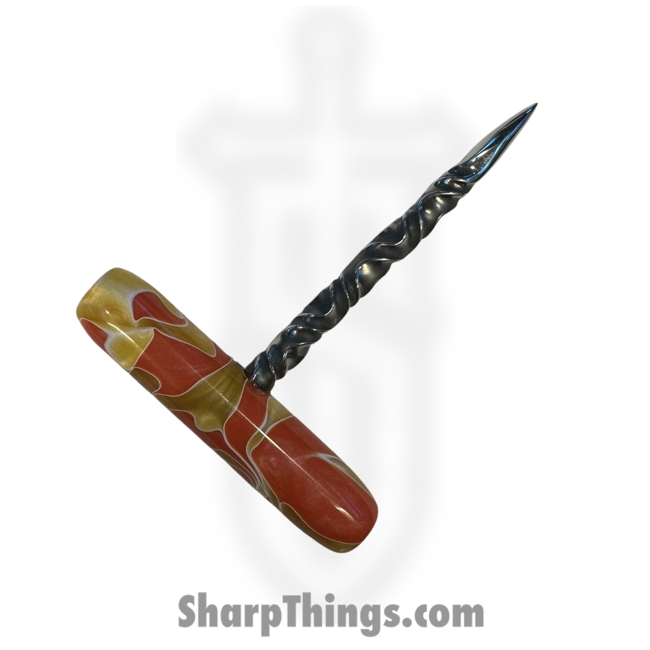 Full Heart Forge - FHF-TS-A-ORYL - T Handle Spike - Fixed Blade Knife - 316 Stainless Satin Spike - Acryllic - Orange, yellow - Image 2