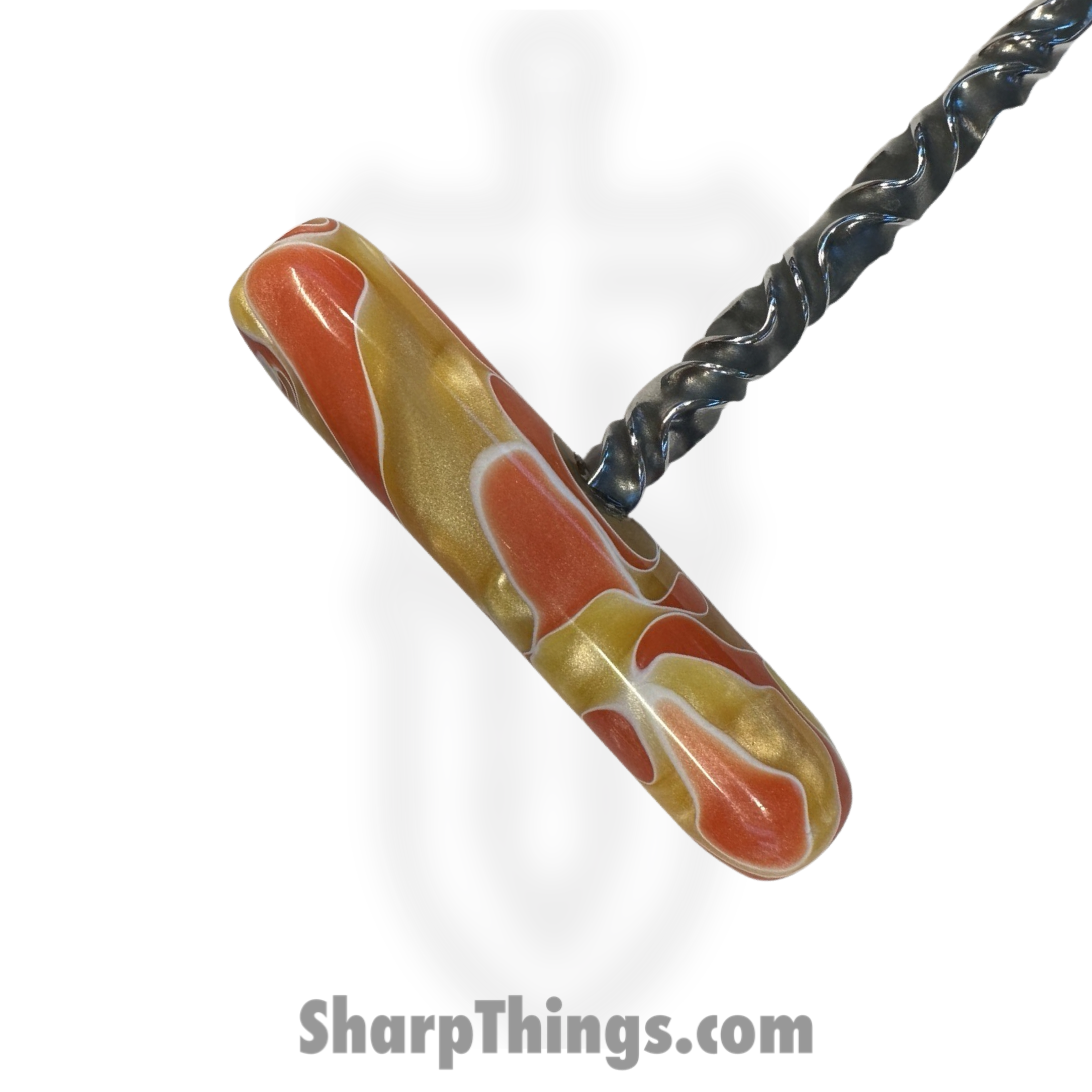Full Heart Forge - FHF-TS-A-ORYL - T Handle Spike - Fixed Blade Knife - 316 Stainless Satin Spike - Acryllic - Orange, yellow - Image 4