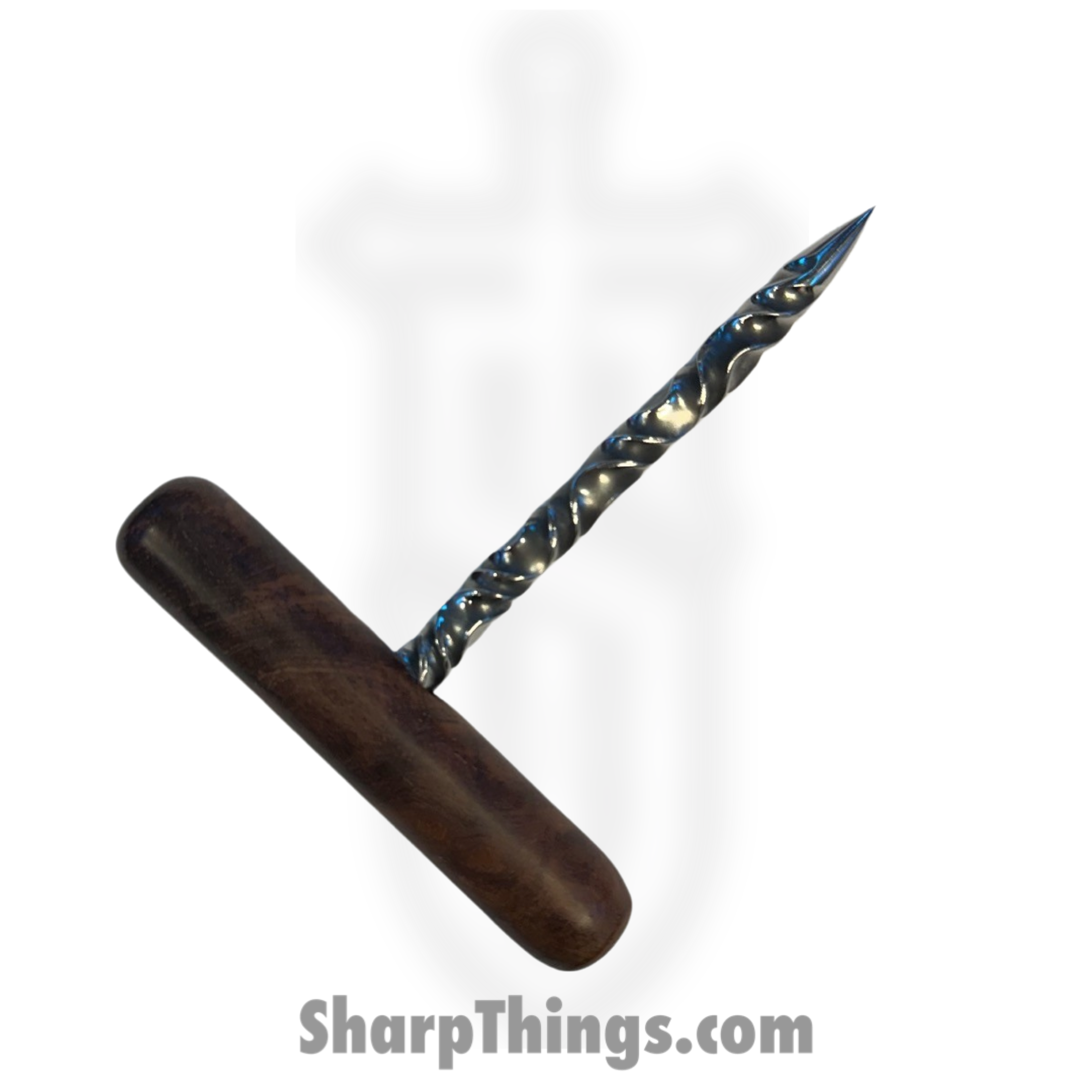 Full Heart Forge - FHF-TS-WD-BR - T Handle Spike - Fixed Blade Knife - 316 Stainless Satin Spike - Stabilized Wood - Brown - Image 2