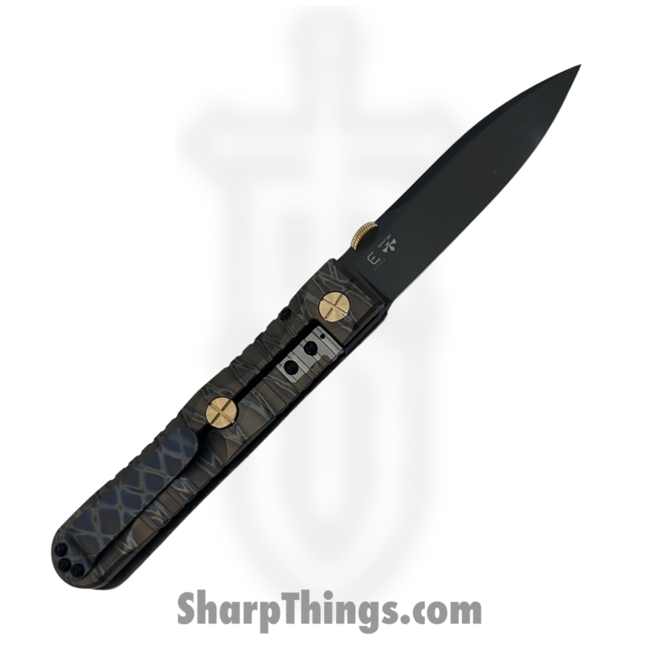 Elishewitz Studio - EK-IF-DK-TS - EK Integral Folder Les George Collab - Folding Knife - M390 Coated Dirk - Titanium - Black Tiger Stripe - Image 2