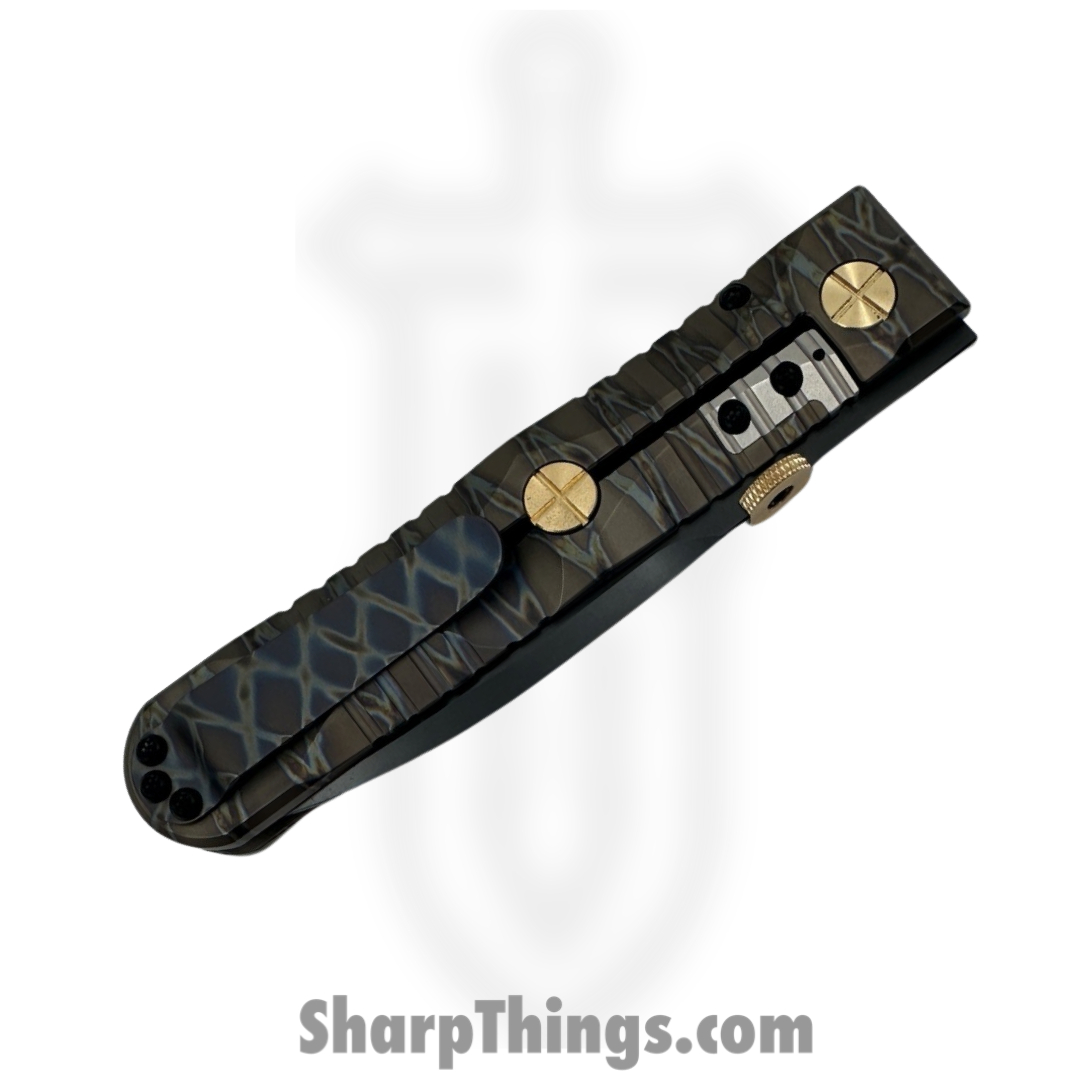 Elishewitz Studio - EK-IF-DK-TS - EK Integral Folder Les George Collab - Folding Knife - M390 Coated Dirk - Titanium - Black Tiger Stripe - Image 4