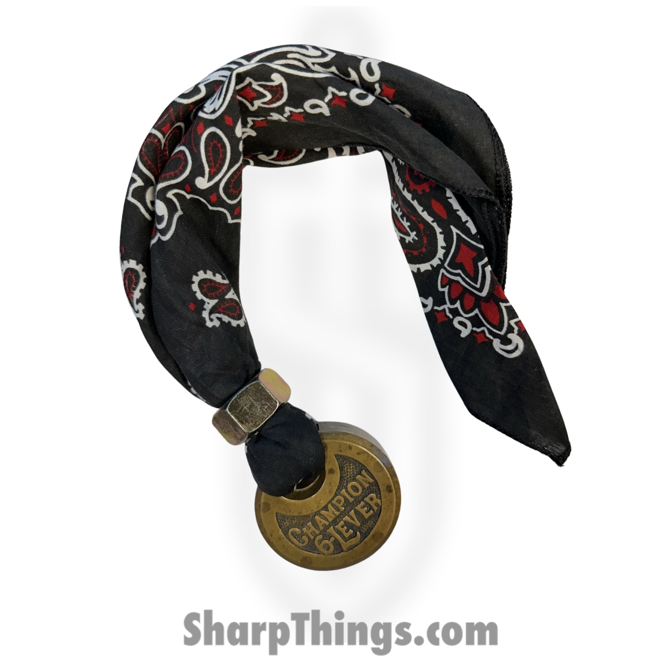 Full Heart Forge - FHF-BK-CHAMP - Bandana Keep - Champion Lock - Bandana - Black, Red, White