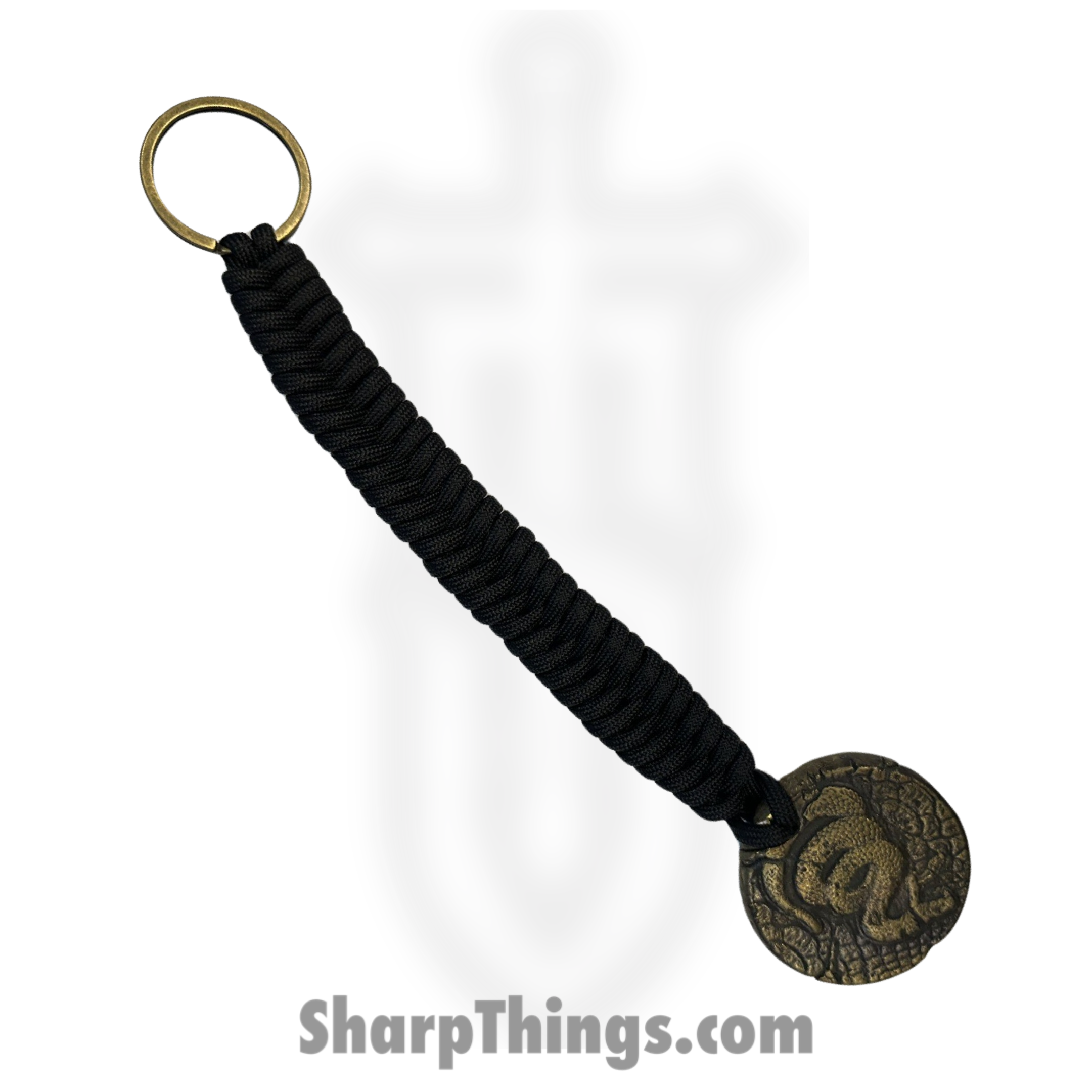 Full Heart Forge - FHF-WK-SB - Weighted Keychain "Snake Bite" - Paracord - Brass - Brass, Black
