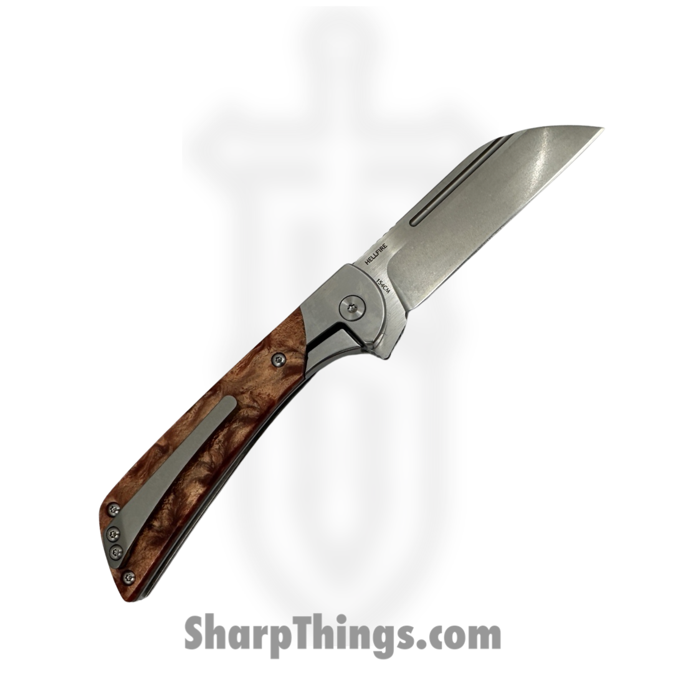 Finch Knife Co. - HE510 - Hellfire Inferno - Folding Knife - 154CM Satin Wharncliffe - Resin - Gold Glitter - Image 2