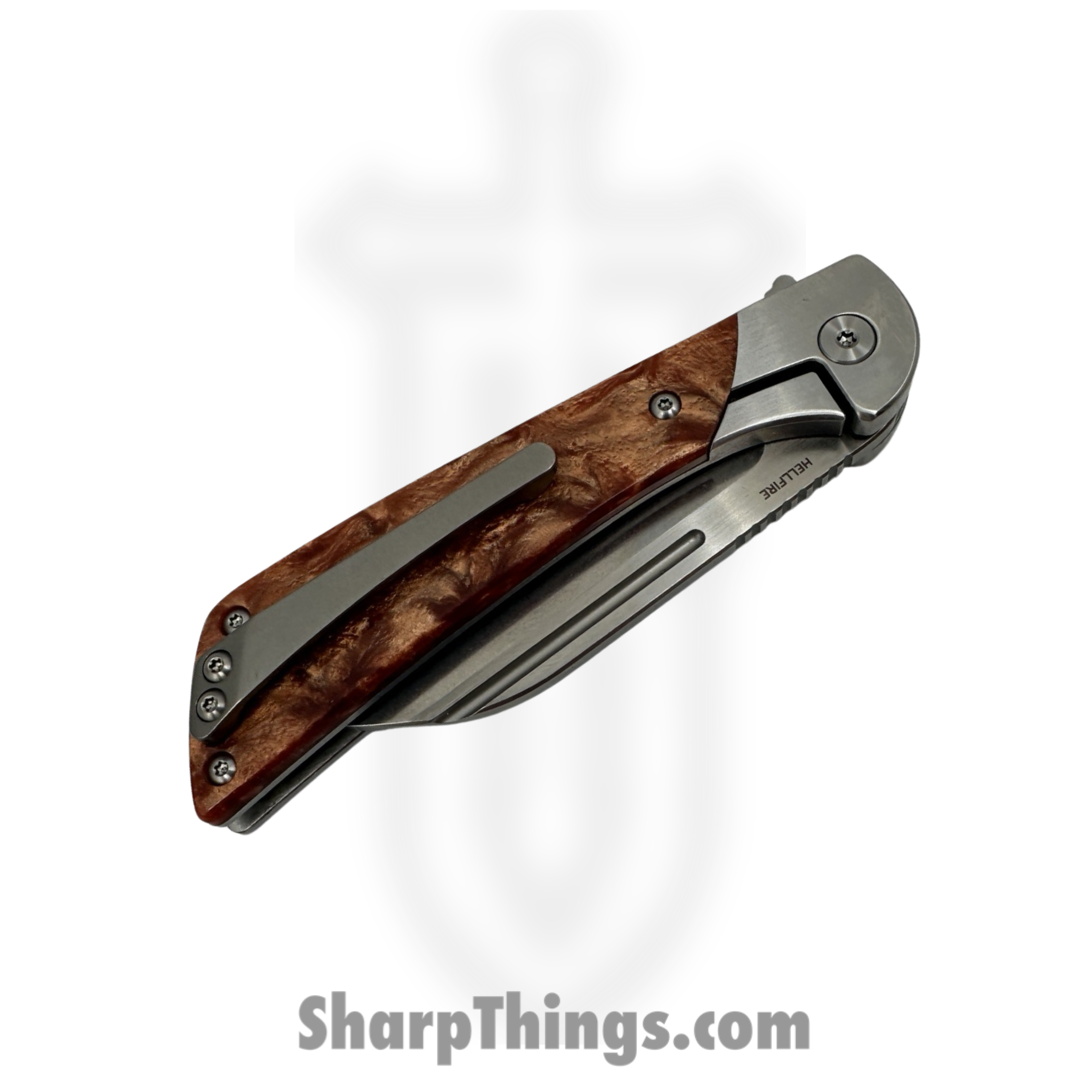 Finch Knife Co. - HE510 - Hellfire Inferno - Folding Knife - 154CM Satin Wharncliffe - Resin - Gold Glitter - Image 4